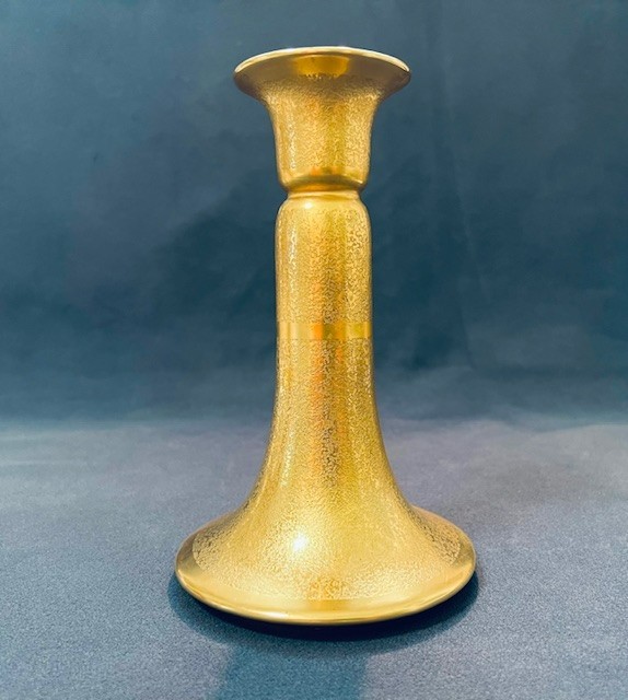 Antique  "Stouffer's Studio" 7" Tall Gilded Candlestick - Gold Embossed