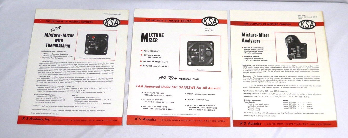 KSA Avionics Mixture-Mizer Data Sheets