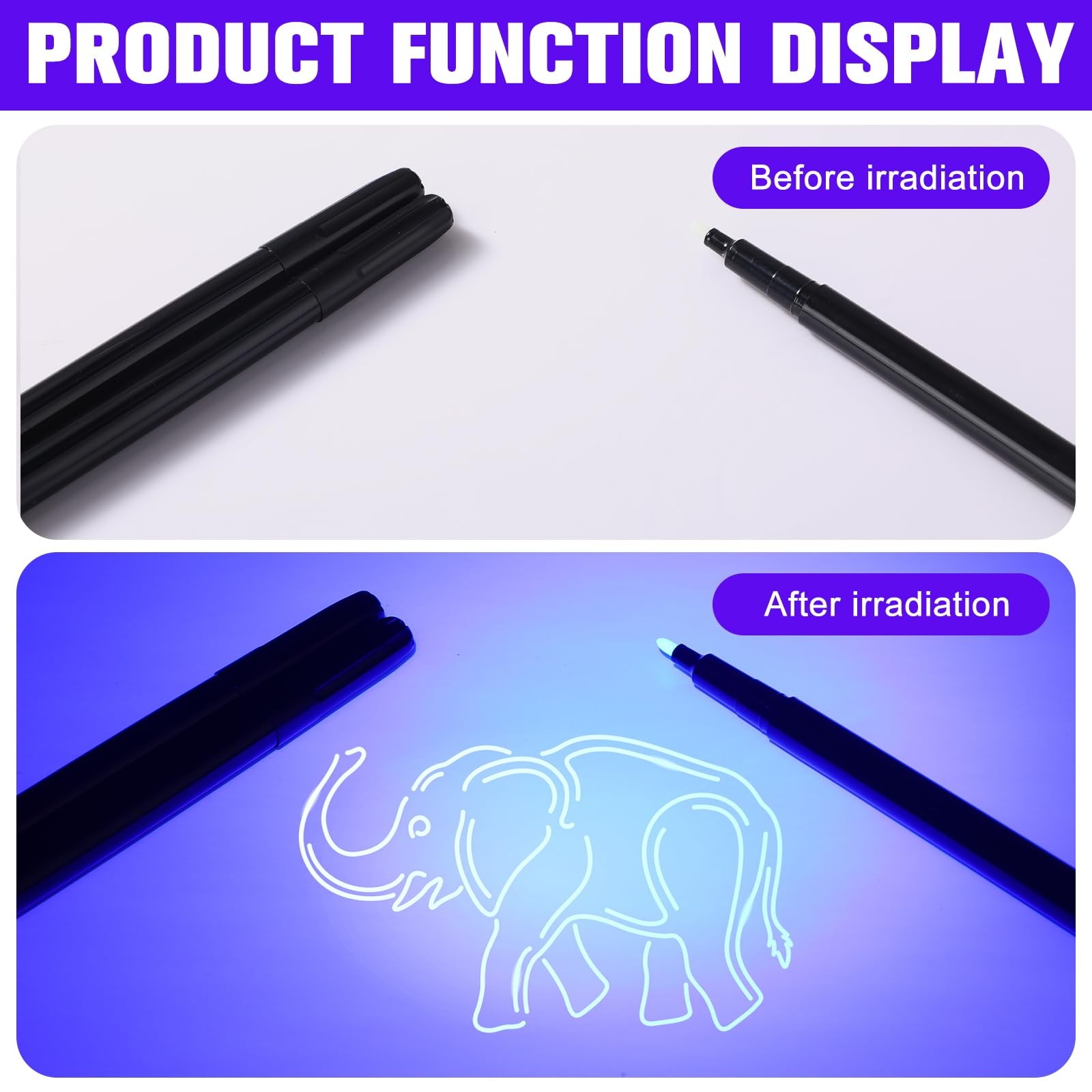 Tegeme 8 Pcs Black Light Markers Set 4 Invisible Ink Pen 4 Mini UV Flashlight...