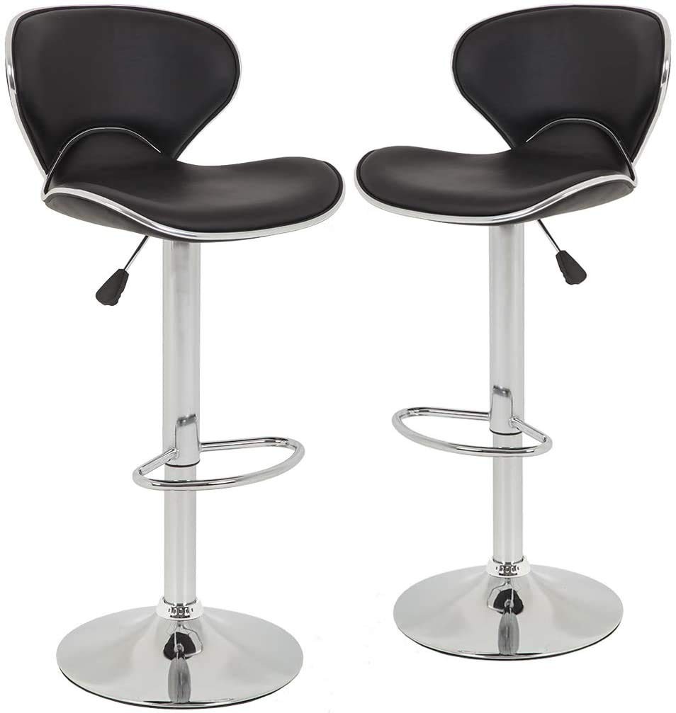 New Modern Adjustable Synthetic PU Leather Swivel Bar Stool Stool Sets of 2 S...