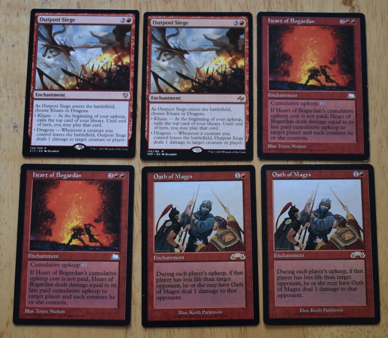 MTG 6x Rare Red Enchantment Outpost Siege, Heart of Bogardan, Oath of Mages