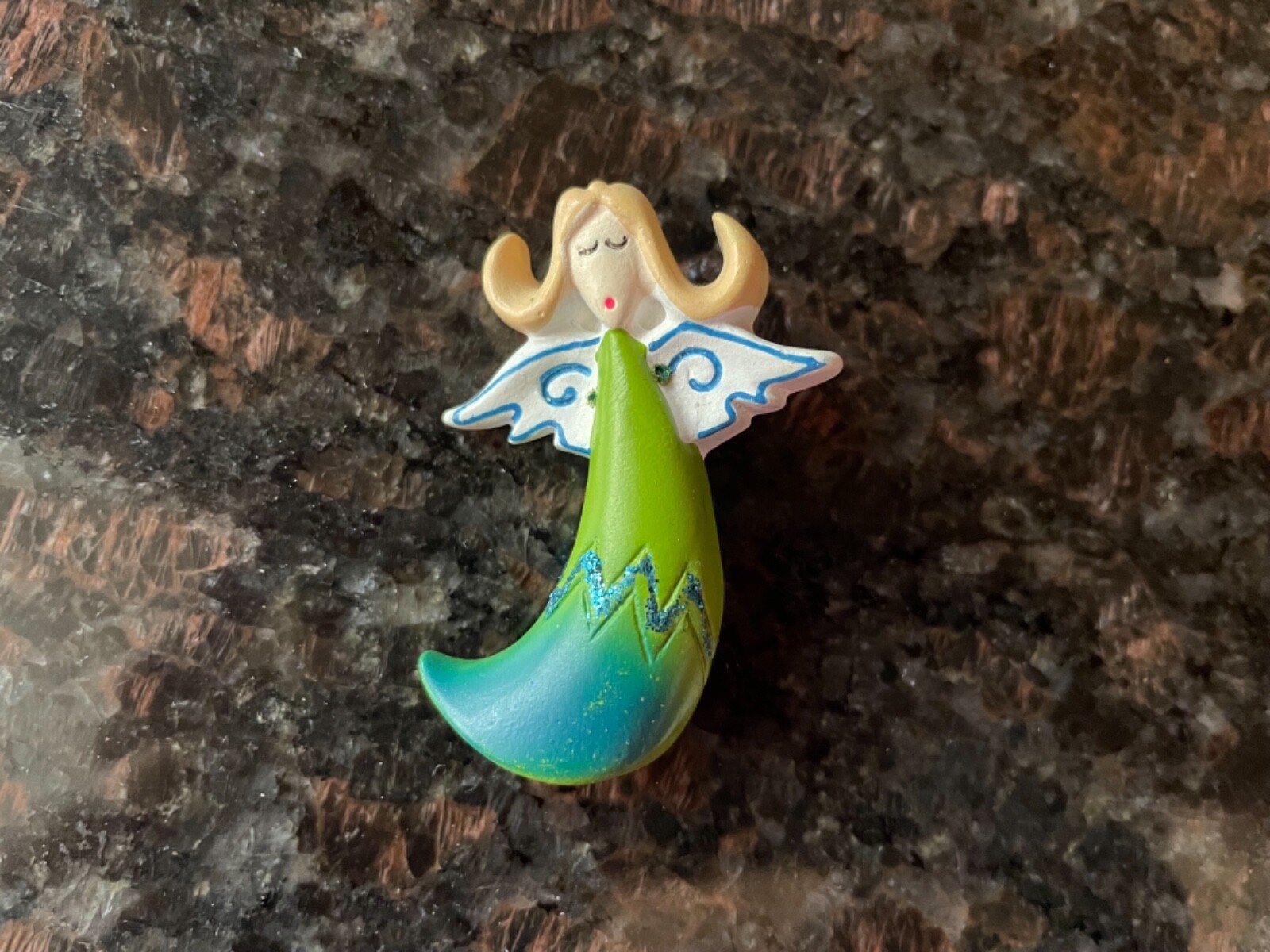 Clay Resin Angel With Wings Pin Brooch