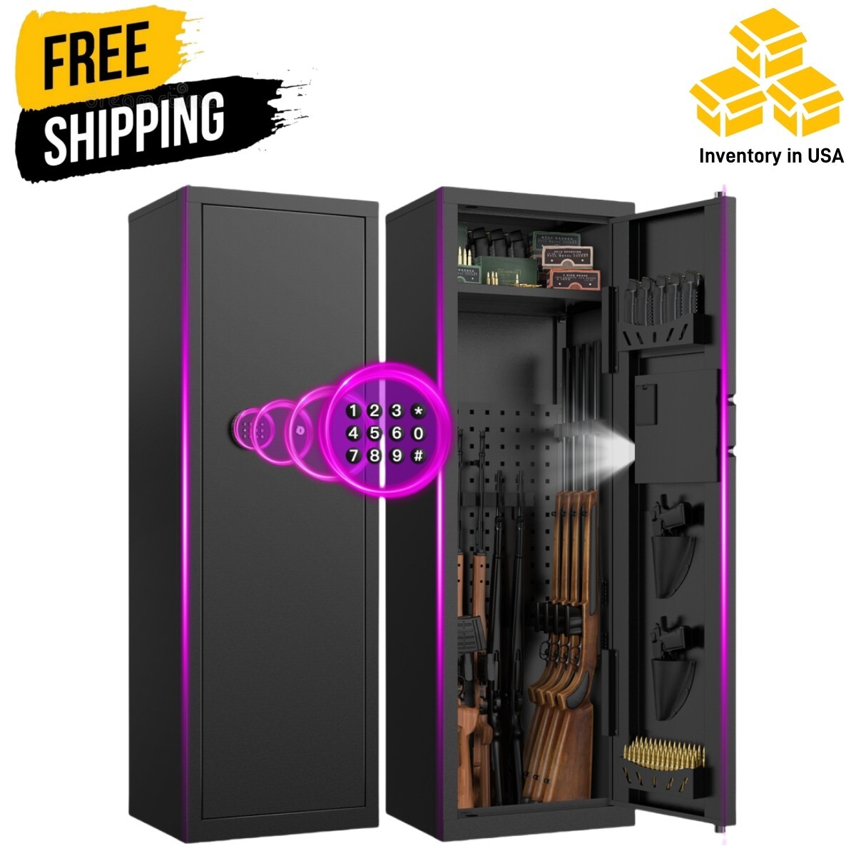 8-10 Rifle Pistols Cabinet Gun Safe Quick Access for Home Security Unassembly