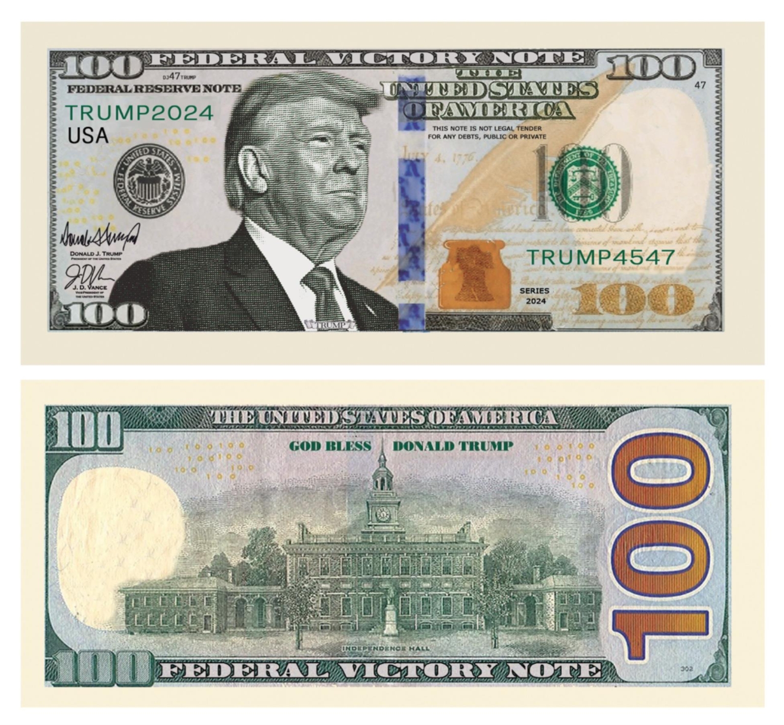 10 TOTAL - Donald Trump Presidential MAGA Century Dollars Novelty Money Bills