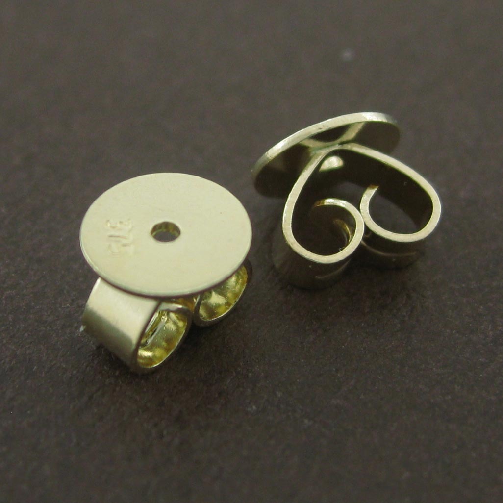 Genuine 9CT Solid Yellow Gold Disc Butterfly Earring Backs 5mm - 1 Pair