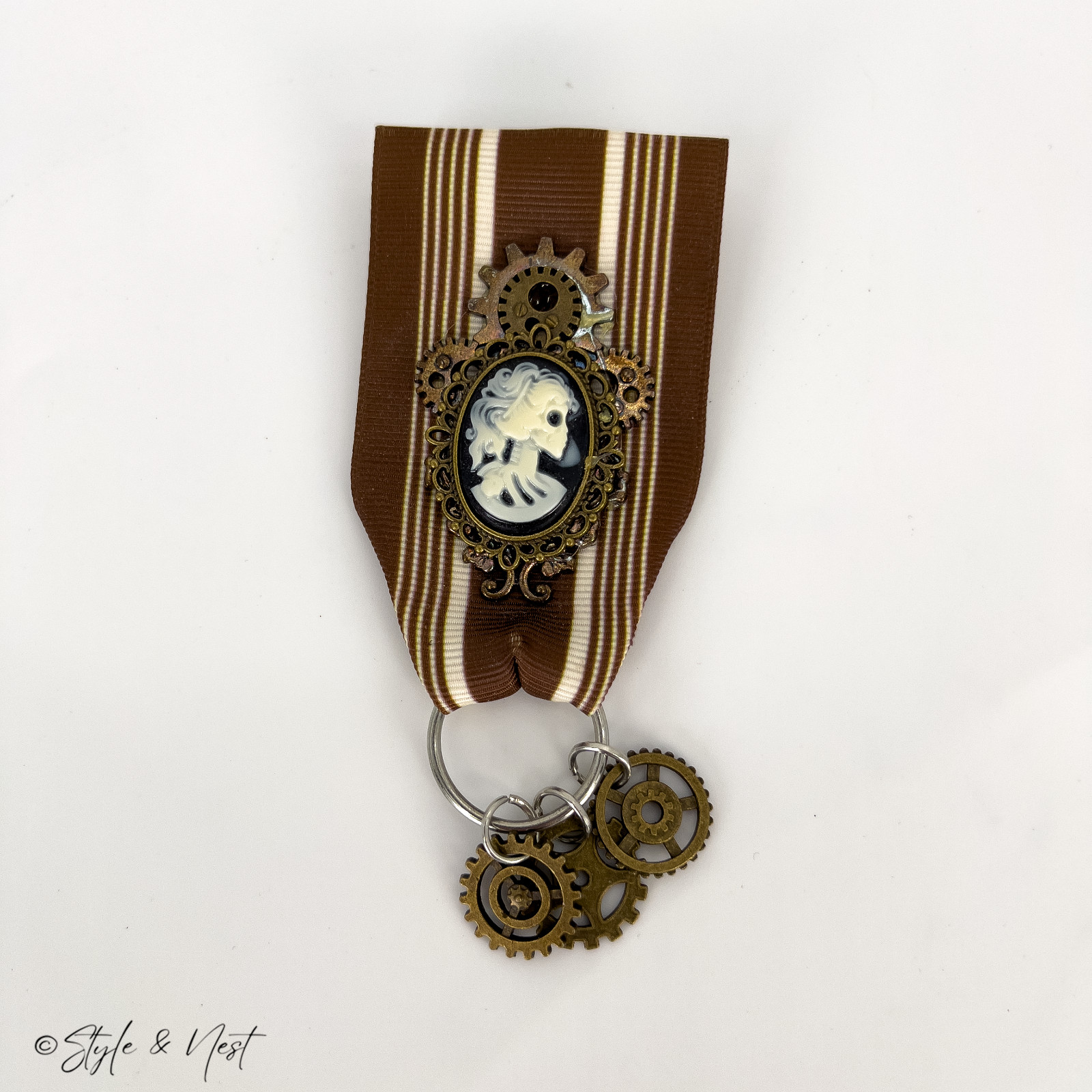 Spirit Halloween Steampunk Renaissance Brooch Skeleton Clip On Costume Accessory