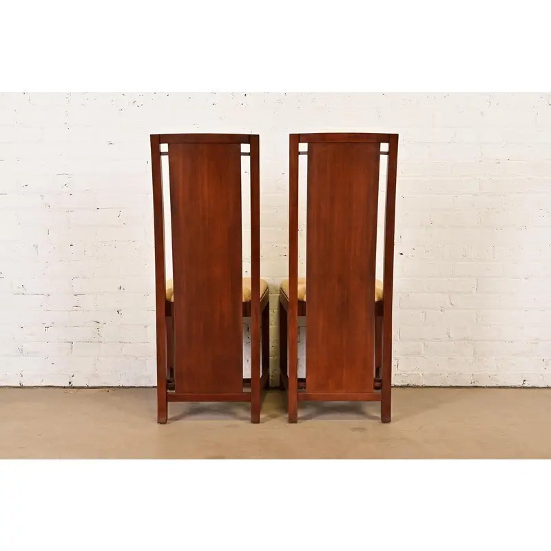 Frank Lloyd Wright Sculpted Mahogany Side Chairs or Dining Chairs, Pair