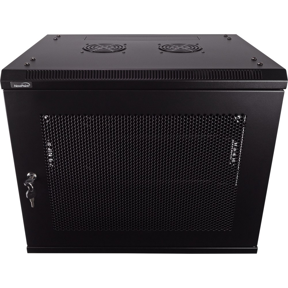 9U IT Wall Mount Network Server Data Cabinet Rack Perforated Door Lock w/shelves