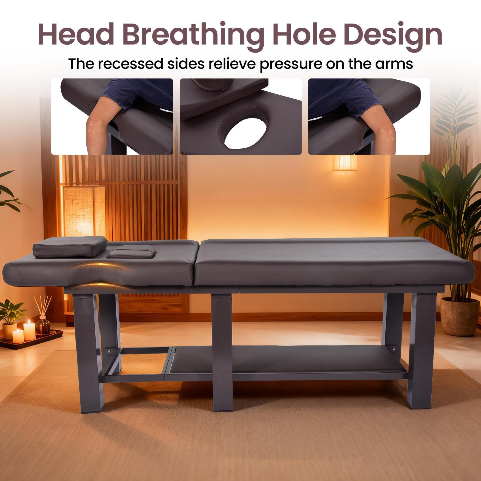 Professional Stationary Massage Table with Headrest
