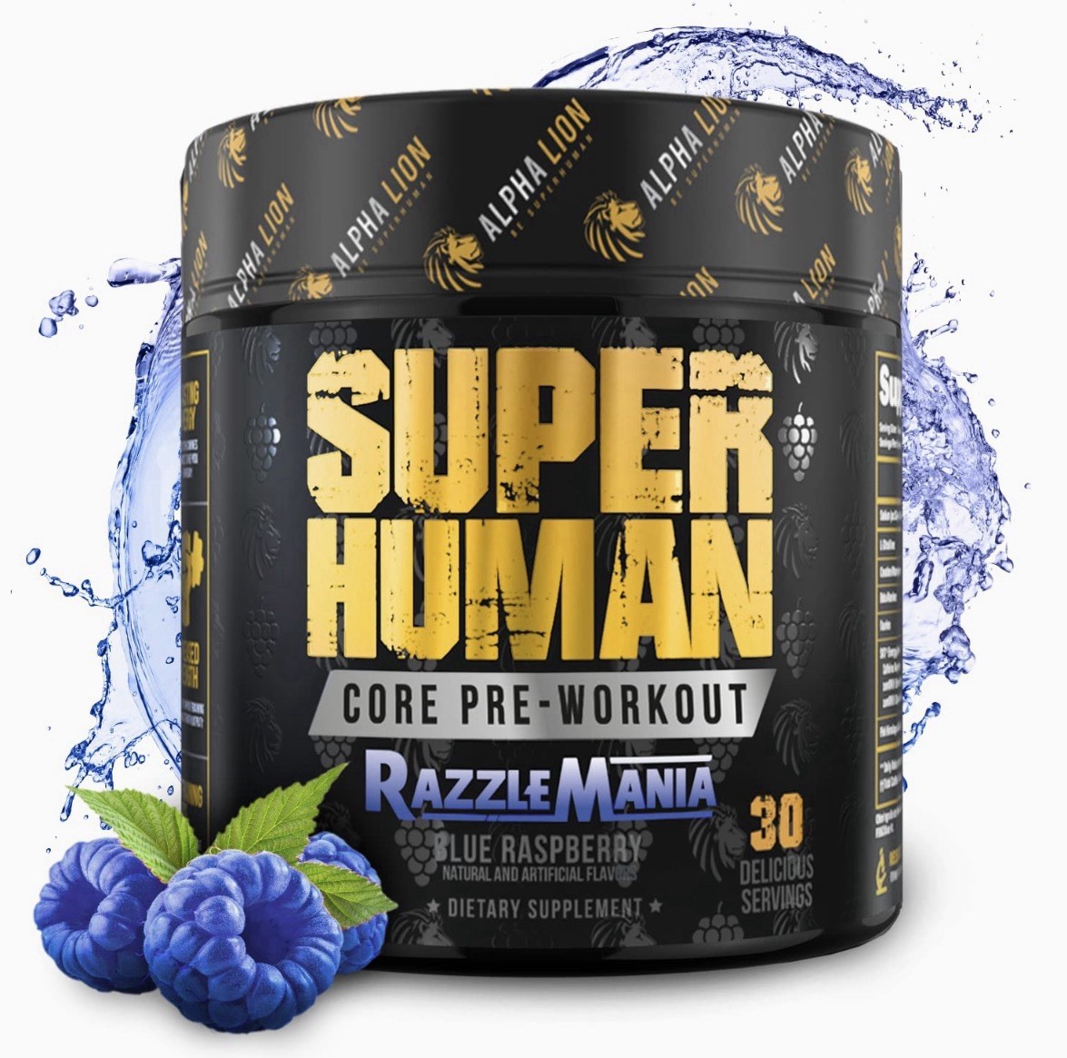 ALPHA LION Super Human RazzleMania Core Pre Workout w/Creatine for 30 servings