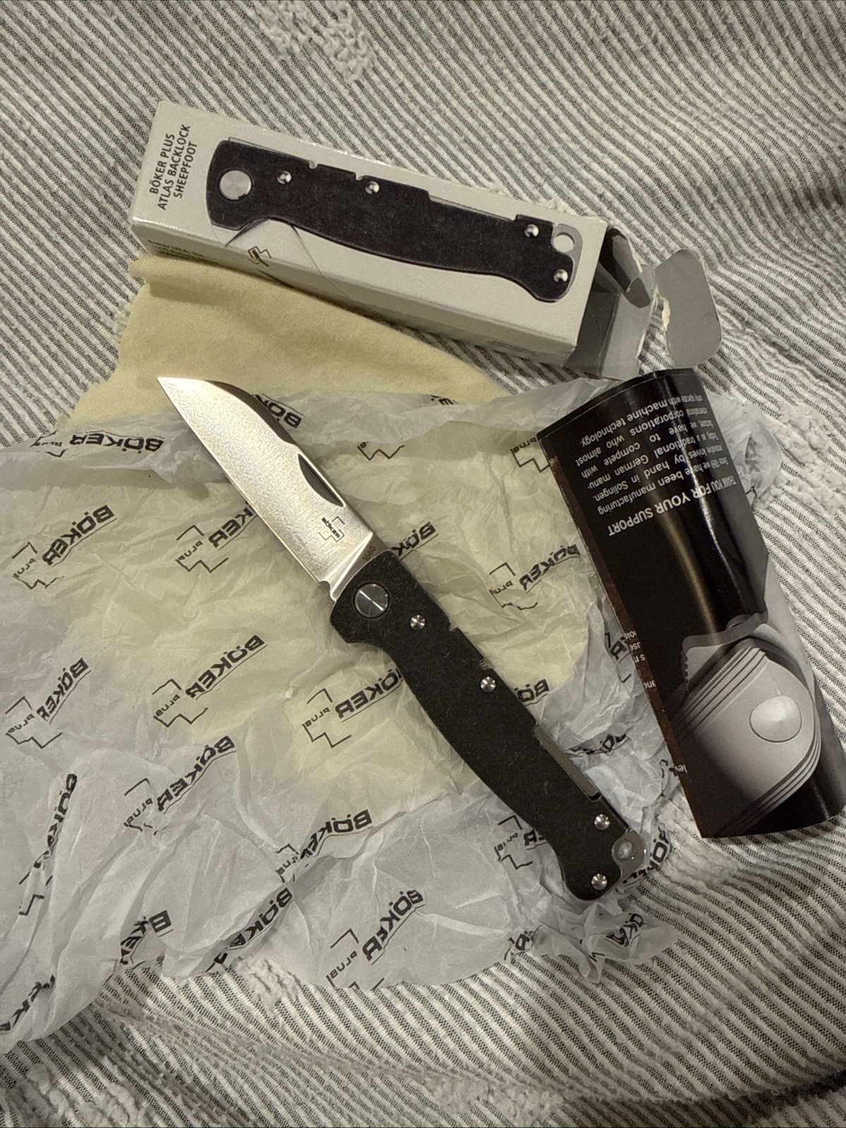 Boker Plus Atlas Backlock Droppoint Folding Knife 2.8" D2 Blade Steel - 01BO867