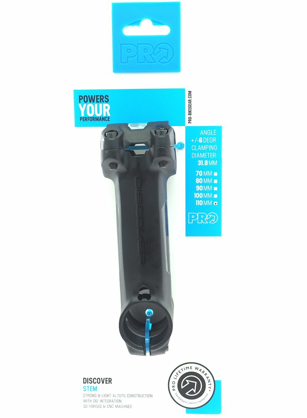 Shimano Pro DISCOVER Alloy Stem, 1-1/8" ±6 Degree 110mm 31.8mm For Gravel Bike