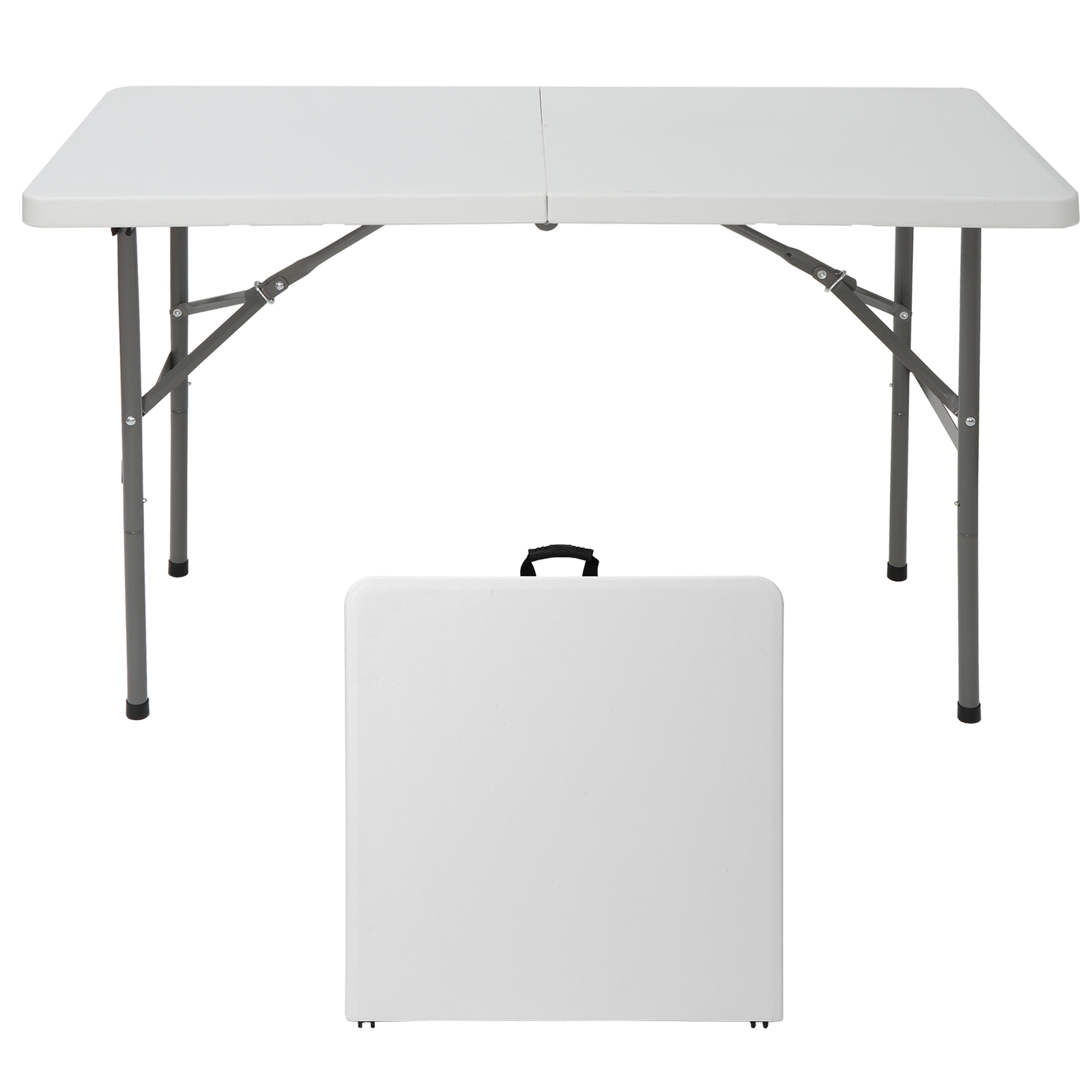 48.4"Portable Plastic Square Folding Table Lightweight For Camping Picnic White