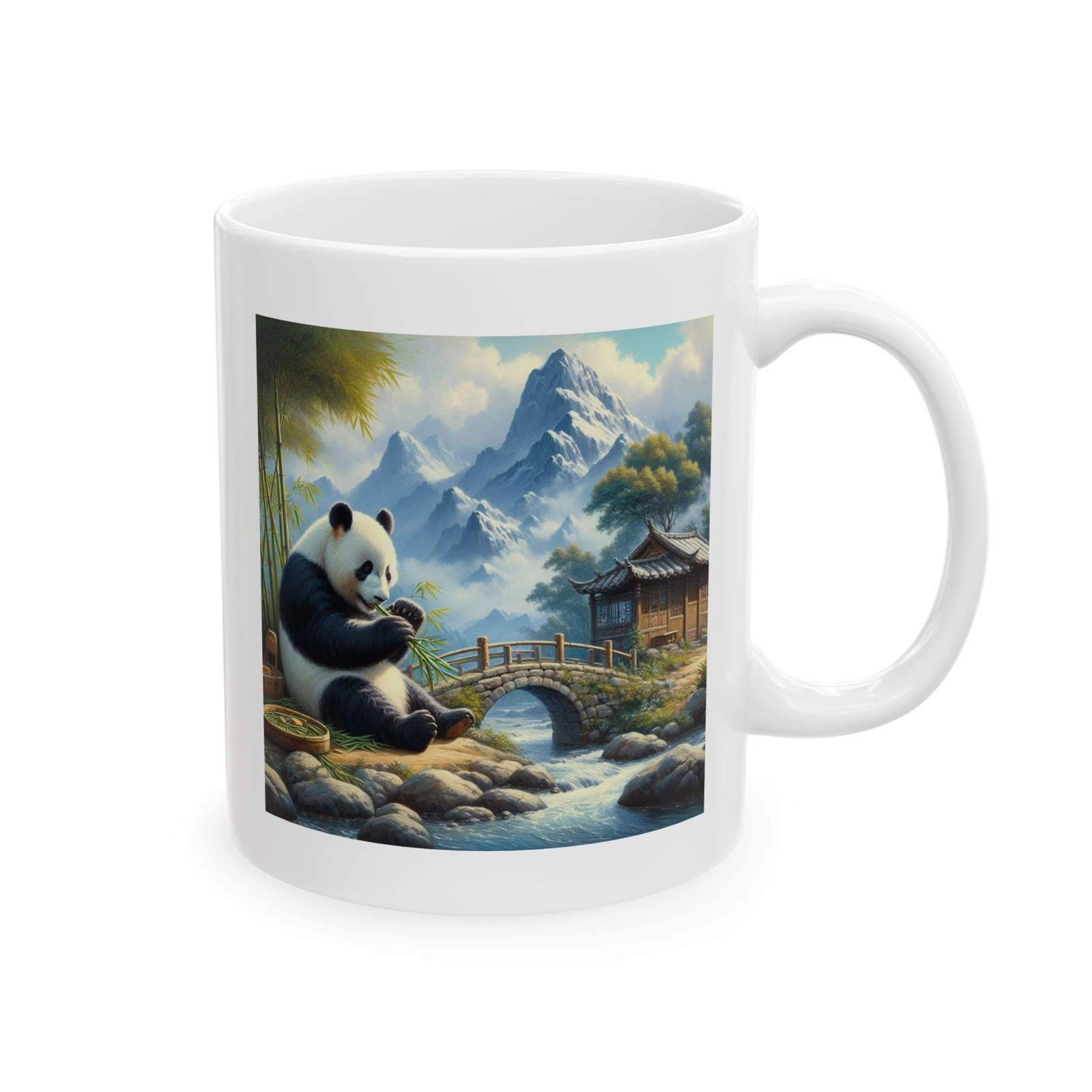 Panda Bear Chinese Nature Scene Artwork Painting Coffee Tea Cup 11oz Mug #C22