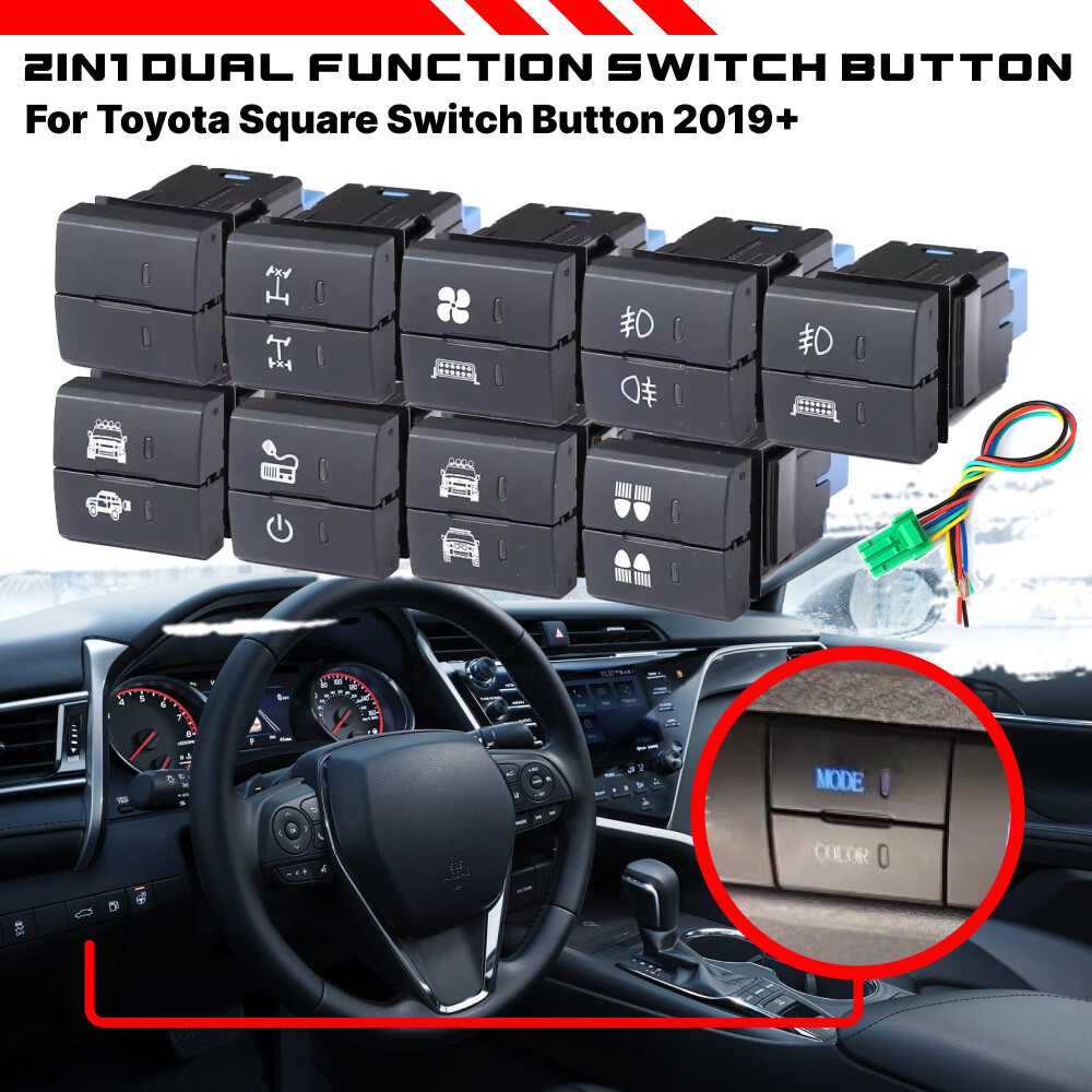 Dual Dashboard Square Switch Button For Toyota Land Cruiser 300 Series 2022-2025