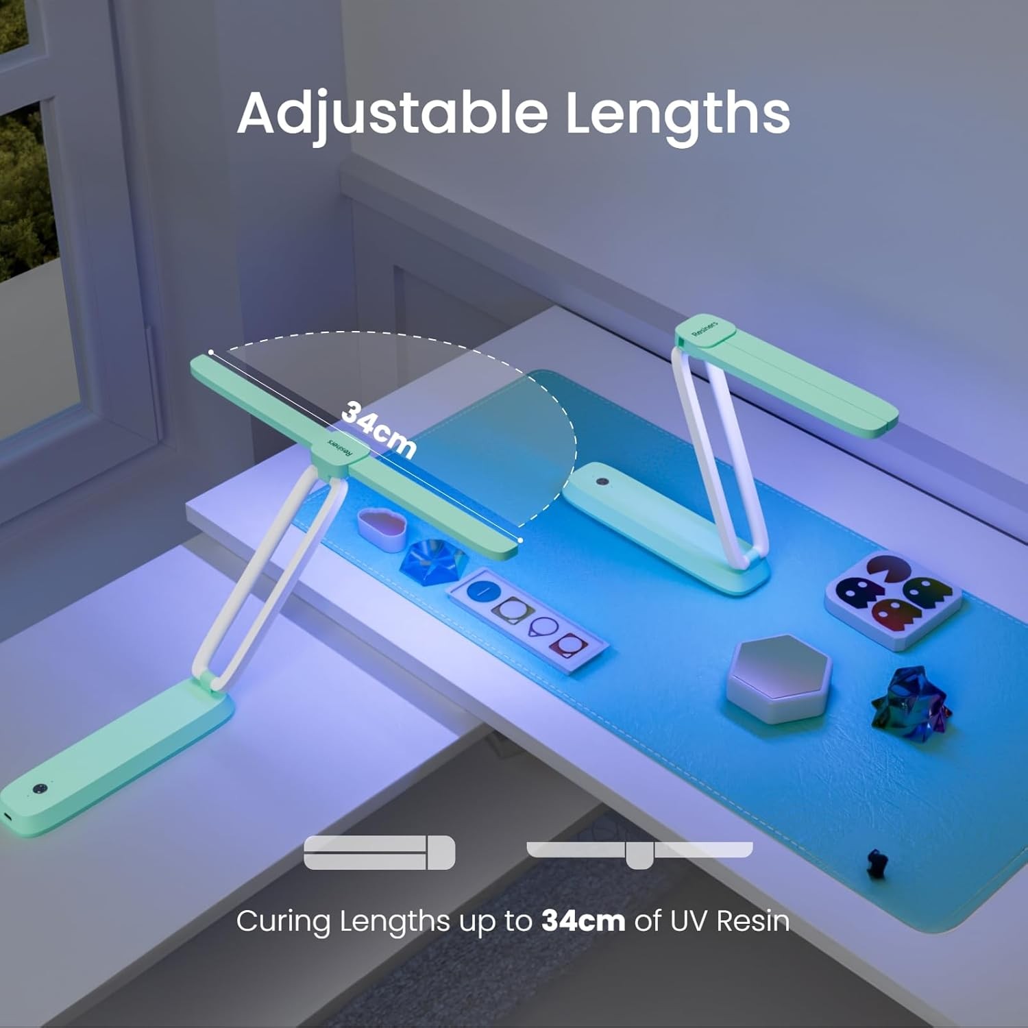 Resiners UV Light for Resin Curing, Light, Wireless & Mint Green