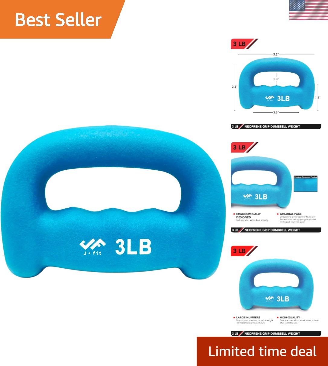 Ergonomic Non-Slip Neoprene Dumbbells 1LB-5LB - Perfect for Fitness & Rehab