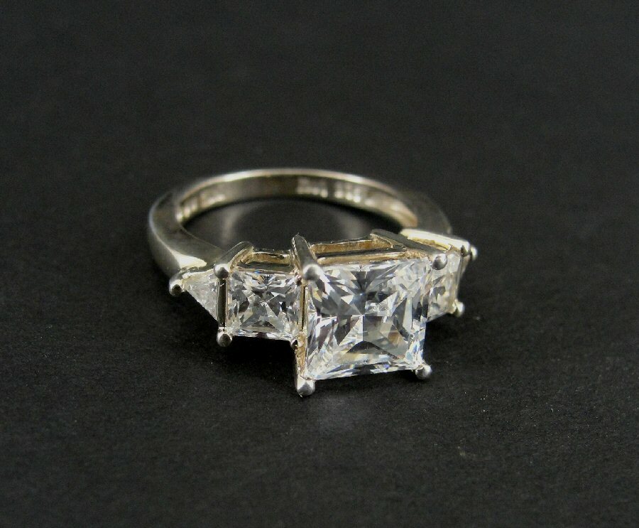 Ring Silver 5 Stone Sterling 925 Cubic Zirconia Stones Band Size 5.25 Ring