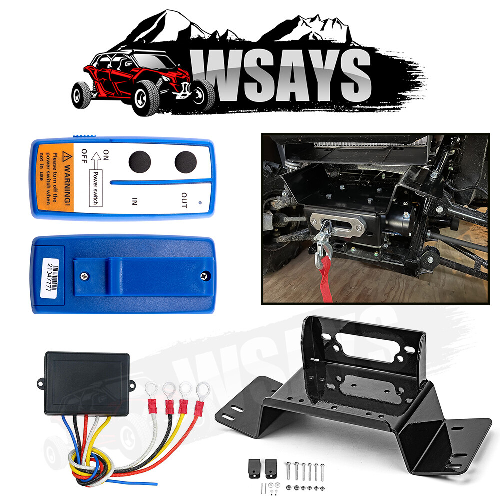 Front Winch Mount Plate 100ft 12V Winch Remote Control For Honda Pioneer 700 14+