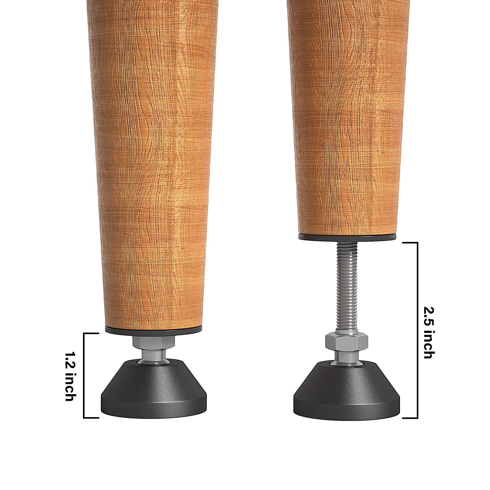 Heavy Duty Furniture Levelers - Dual Thread Design with Nut Kit - Adjustable ...