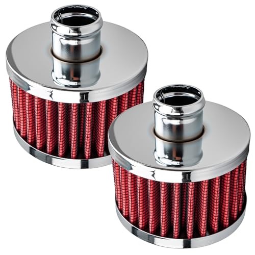2Pcs Car Air Filter, Universal 23mm Air Intake Filter for Vehicles with Red