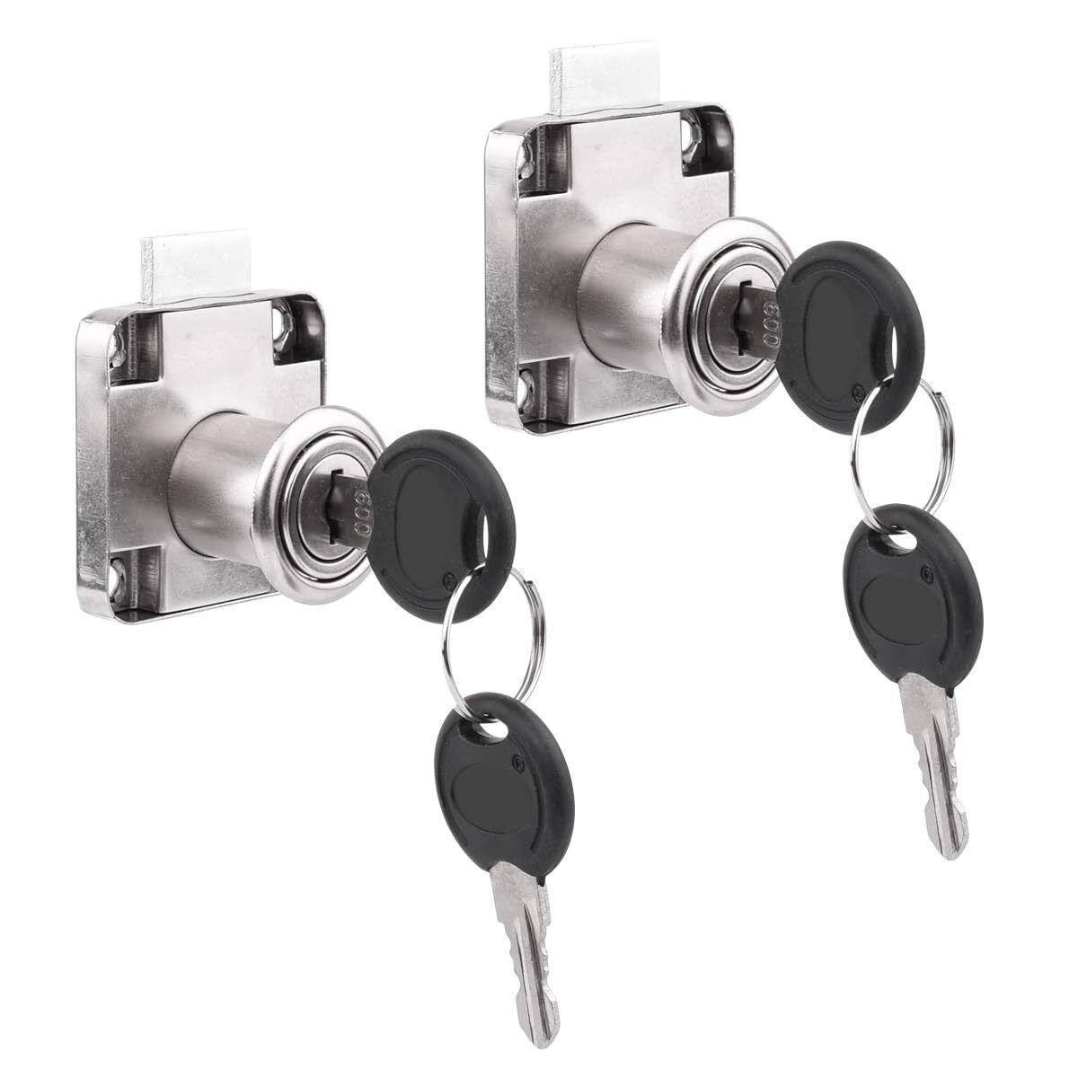 2PCS Drawer Lock Cabinet Lock with Keys Silver Desk Drawer Security Lock