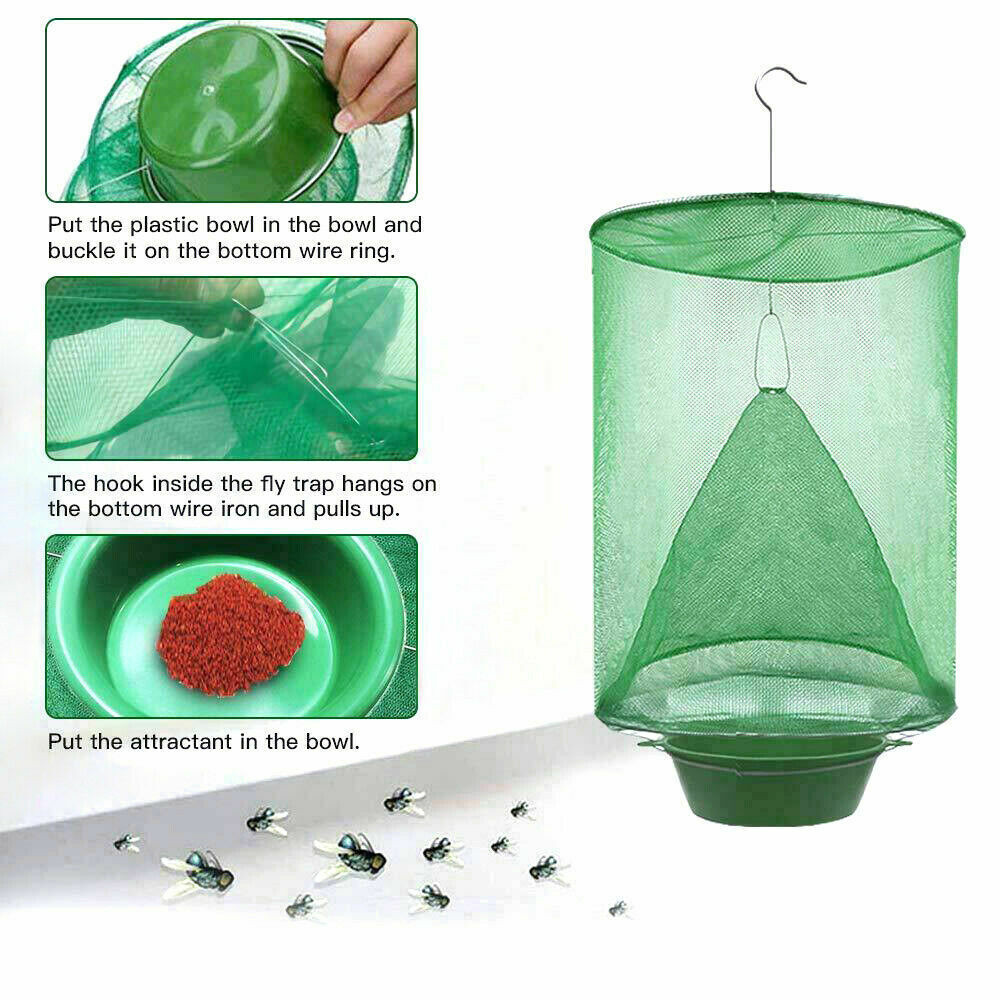 3 x The Ranch Fly Trap Reusable Fly Catcher Killer Cage Net Trap Pest Bug Catch
