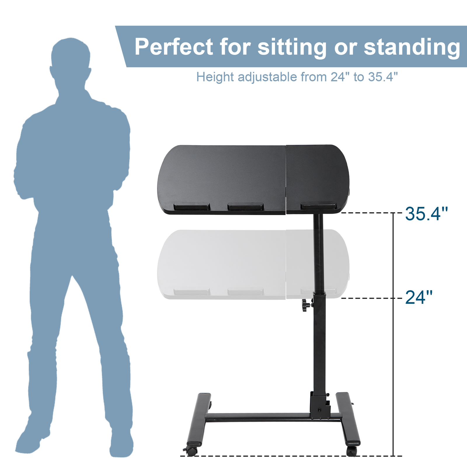 Rotatable Height Angle Adjustable Laptop Sofa Desk Overbed Food Tray Table Stand