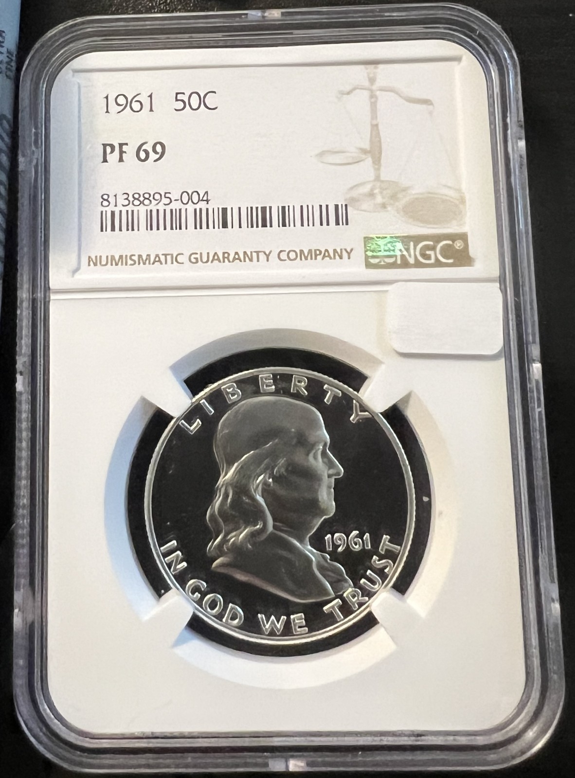 1961 FRANKLIN SILVER HALF DOLLAR NGC PF69 NICE!  ACTUAL COIN H689