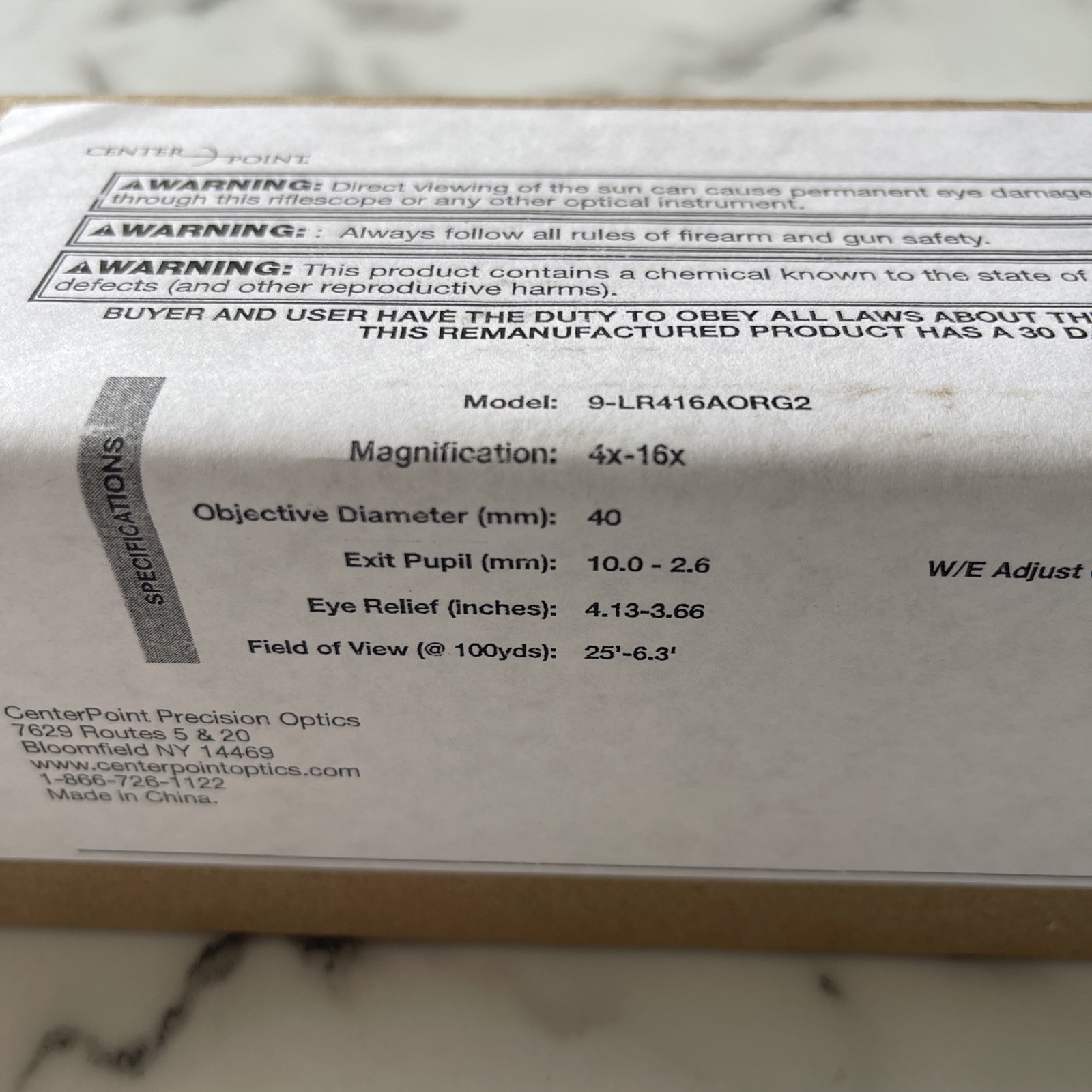 CenterPoint LR416AORG2 4-16x40mm Illuminated Rifle Scope