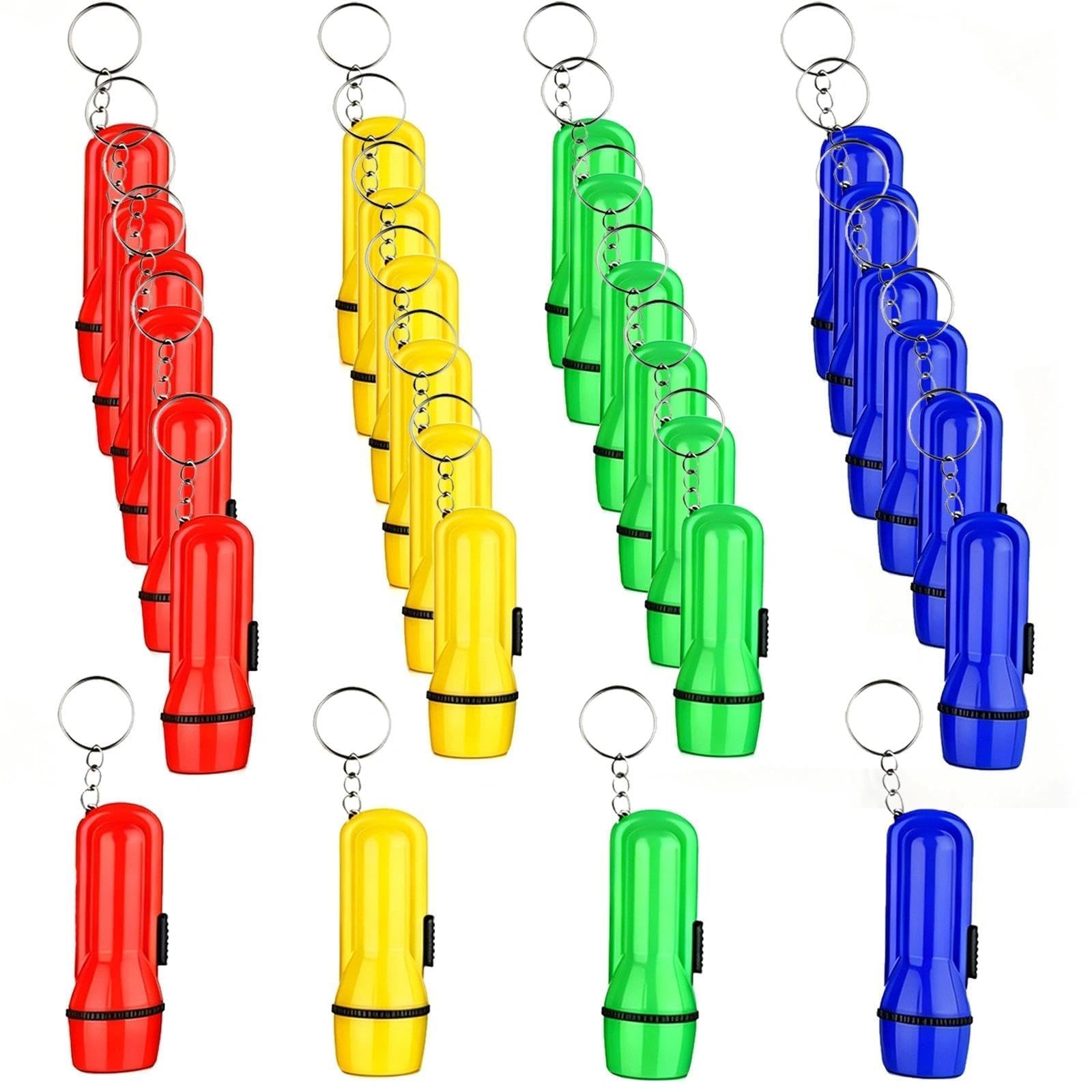 Winbar Mini Flashlight Keychain, 24PCS Bulk Mini, Red, Yellow, Blue, Green