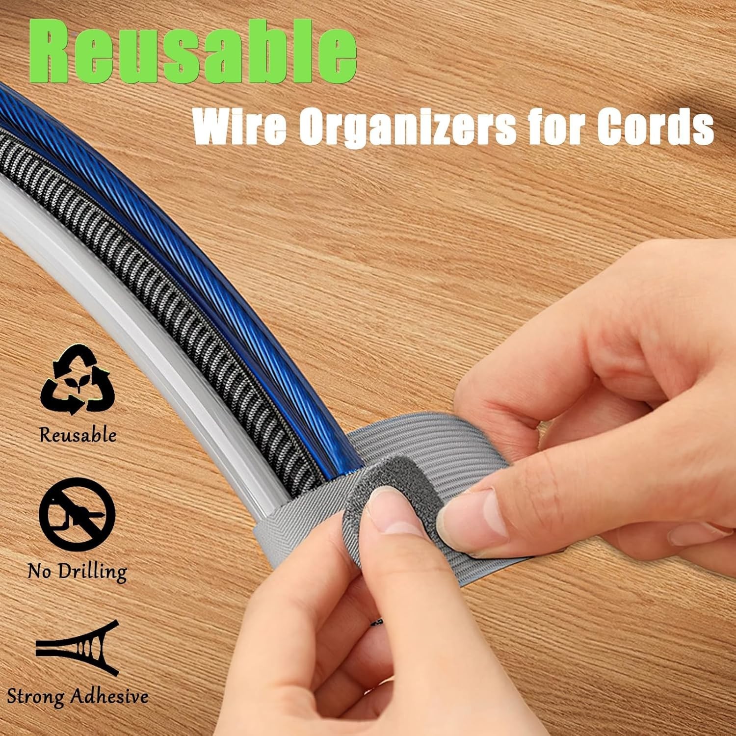 80PCS Hook and Loop Cable Straps, Cable Management Under Desk, Self Adhesive ...