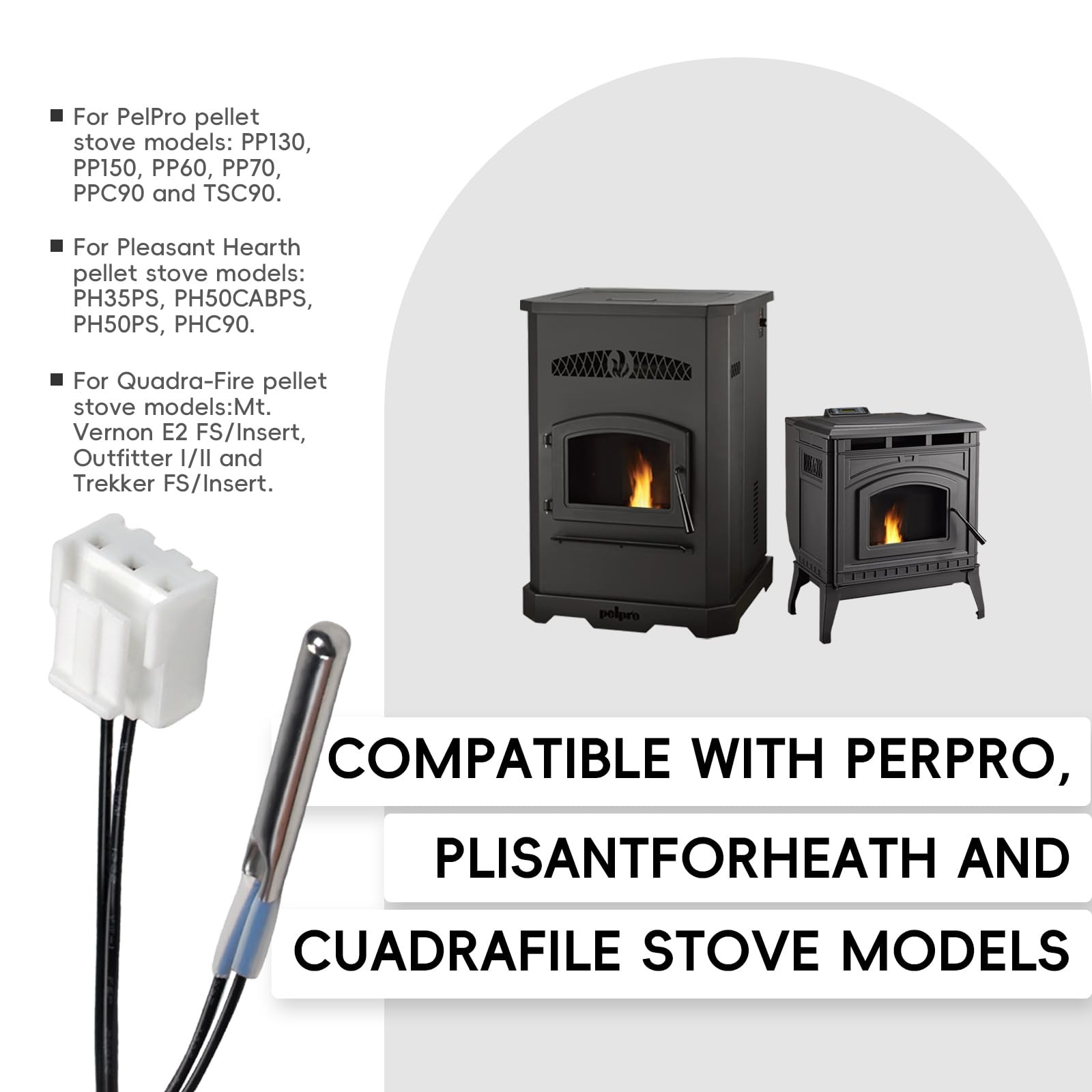 Exhaust Probe Compatible with Quadrafire Pleasant Hearth Pelpro Models PH35PS