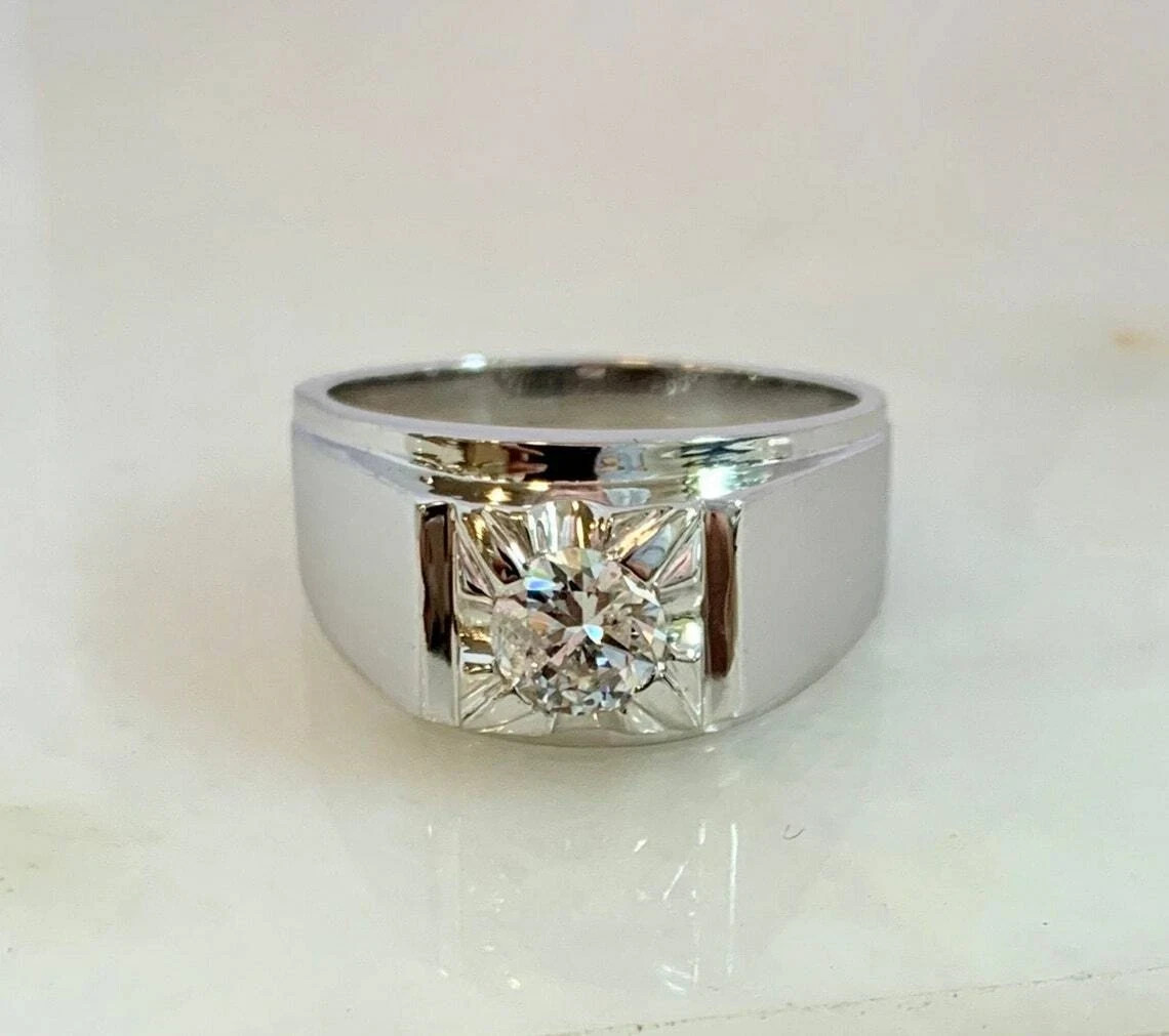 Men's Diamond Ring ! 1.50 Ct Treated Diamond Ring VVS1 Color F Christmas Gift !
