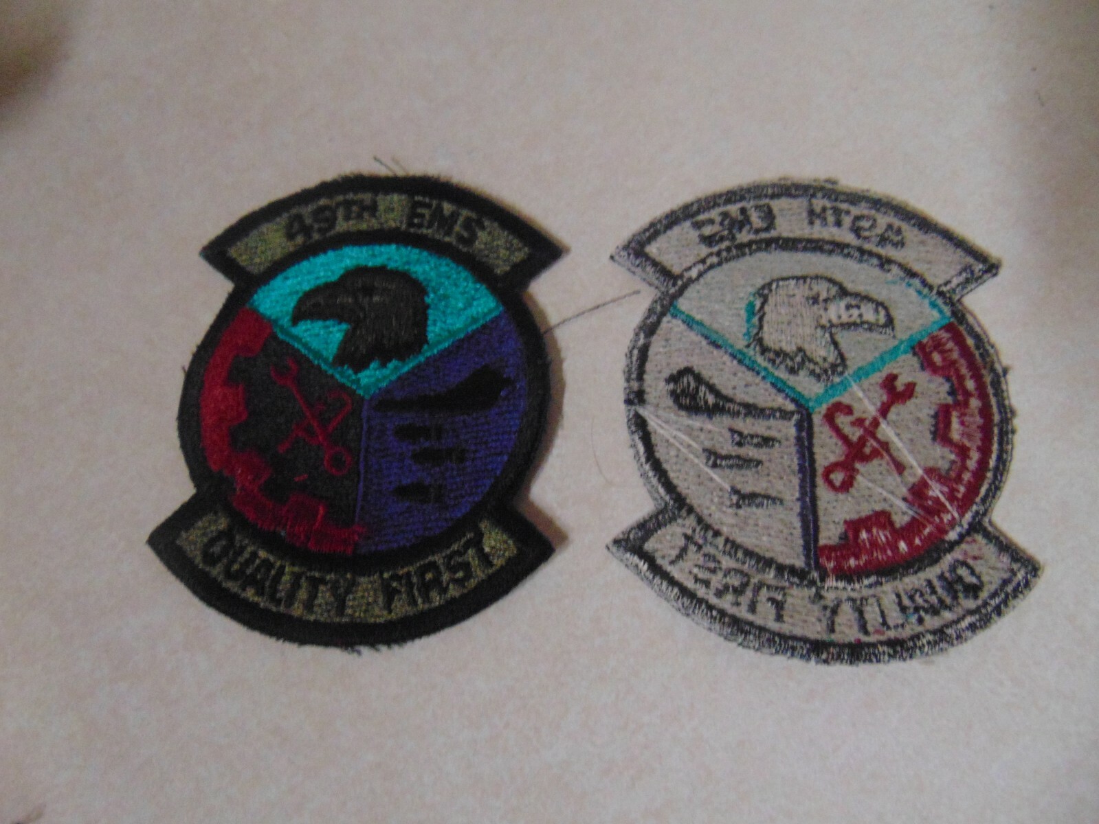 MILITARY PATCH SEW ON OLDER POCKET US AIR FORCE 49TH EMS QUALITY FIRST