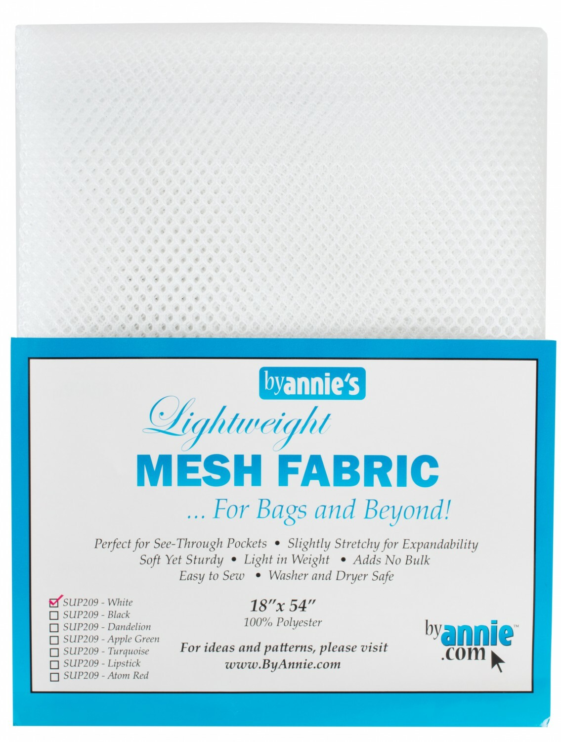 Annie's Mesh Lite Weight White 18in x 54in1 00% Polyester for Bags & Beyond