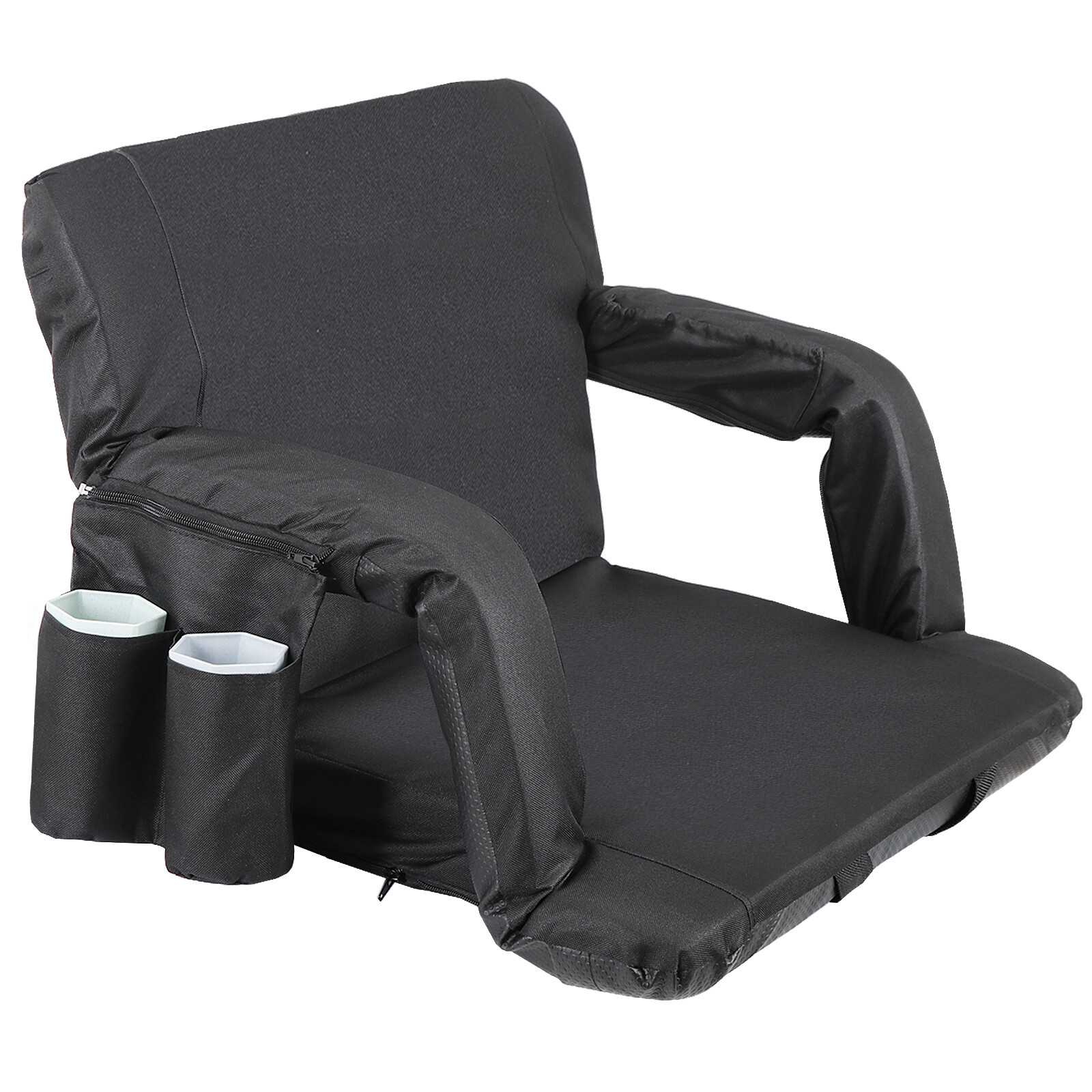 Stadium Chair Cushion Recliner Padded Seat Folding Black Sport Bleacher Camping