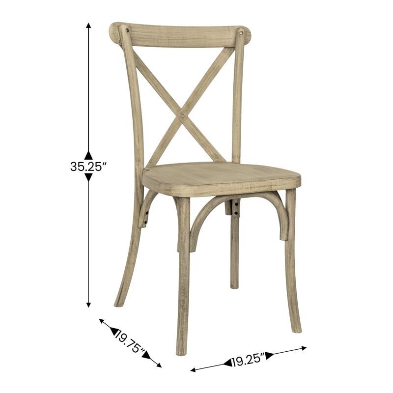 10 PACK Bistro Style Cross Back Restaurant Dining Chair in Resin Light Oak Finis