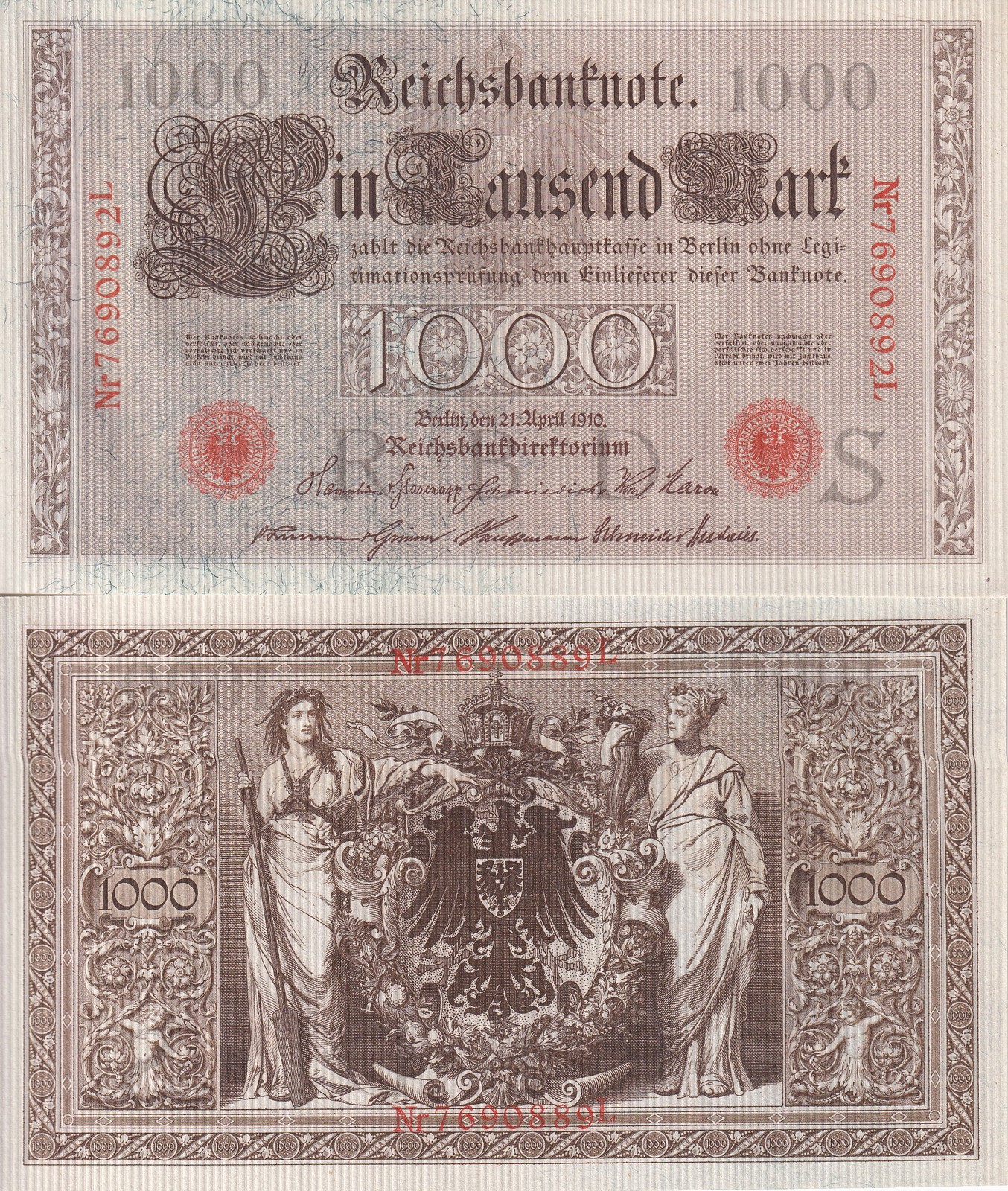 Germany 1000 Mark 1910 P 44 b UNC