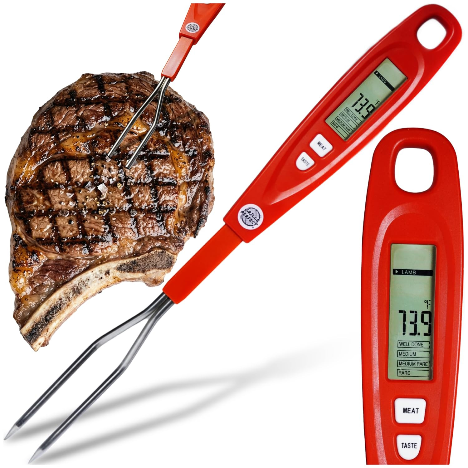 Digital Meat Thermometer Fork for Grilling & BBQ with Ready Alarm, Pro Temp Poin