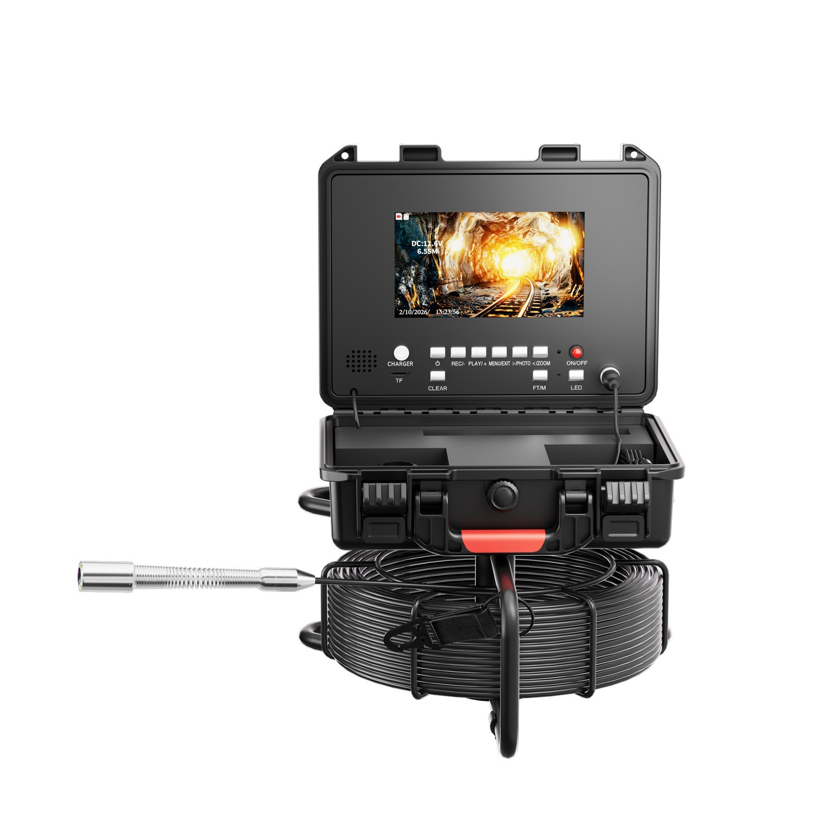 30m Pipe Sewer Inspection Camera w/ Meter Counter Drain Sewer Endoscope 7" DVR