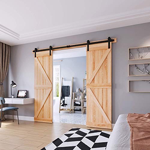 8FT Double Door Sliding Barn Door Hardware Track - 8FT-Double Door Kit