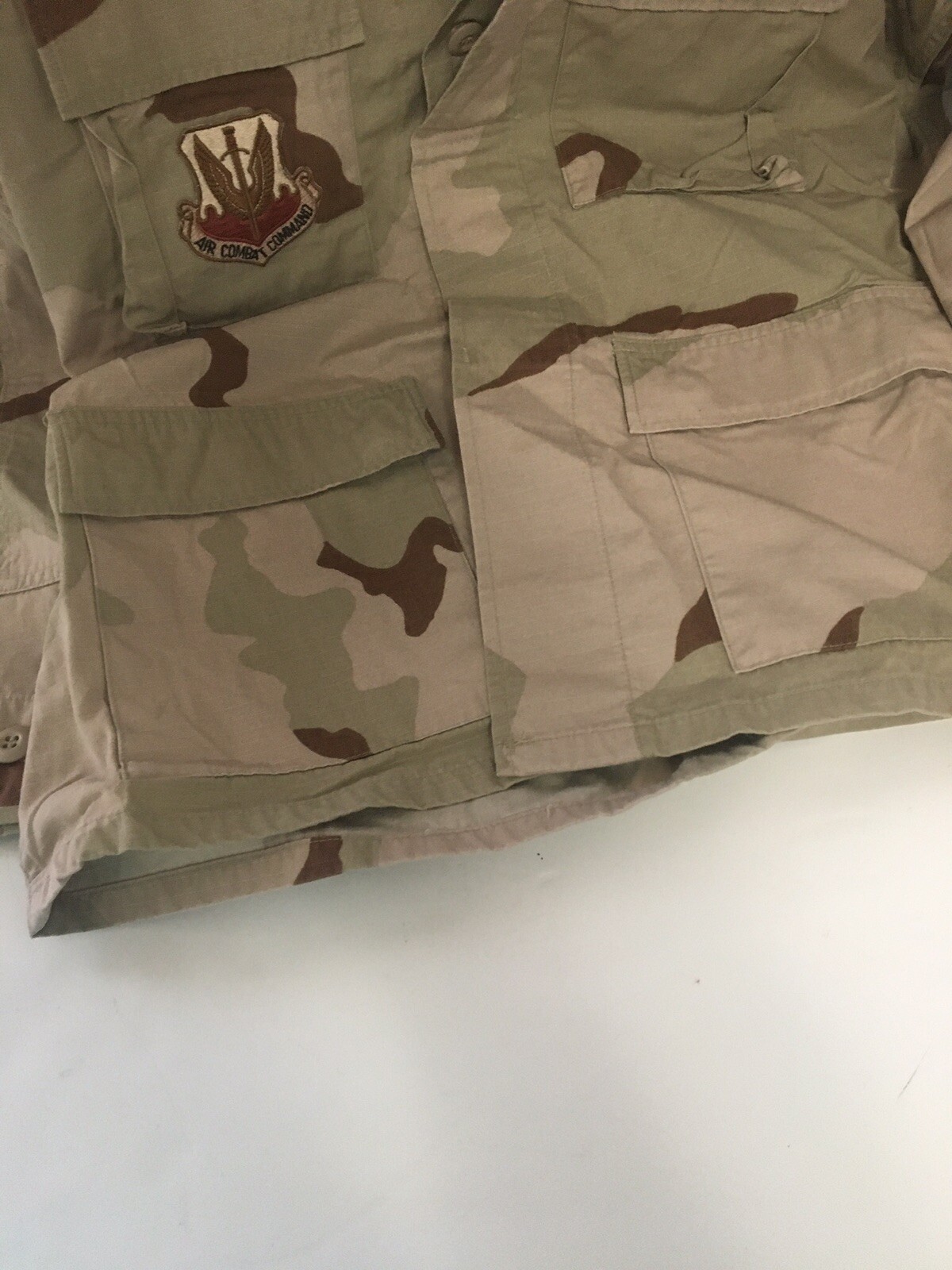 USAF Air Force Desert Camo Coat Jacket Air Combat Command Patches Size Medium