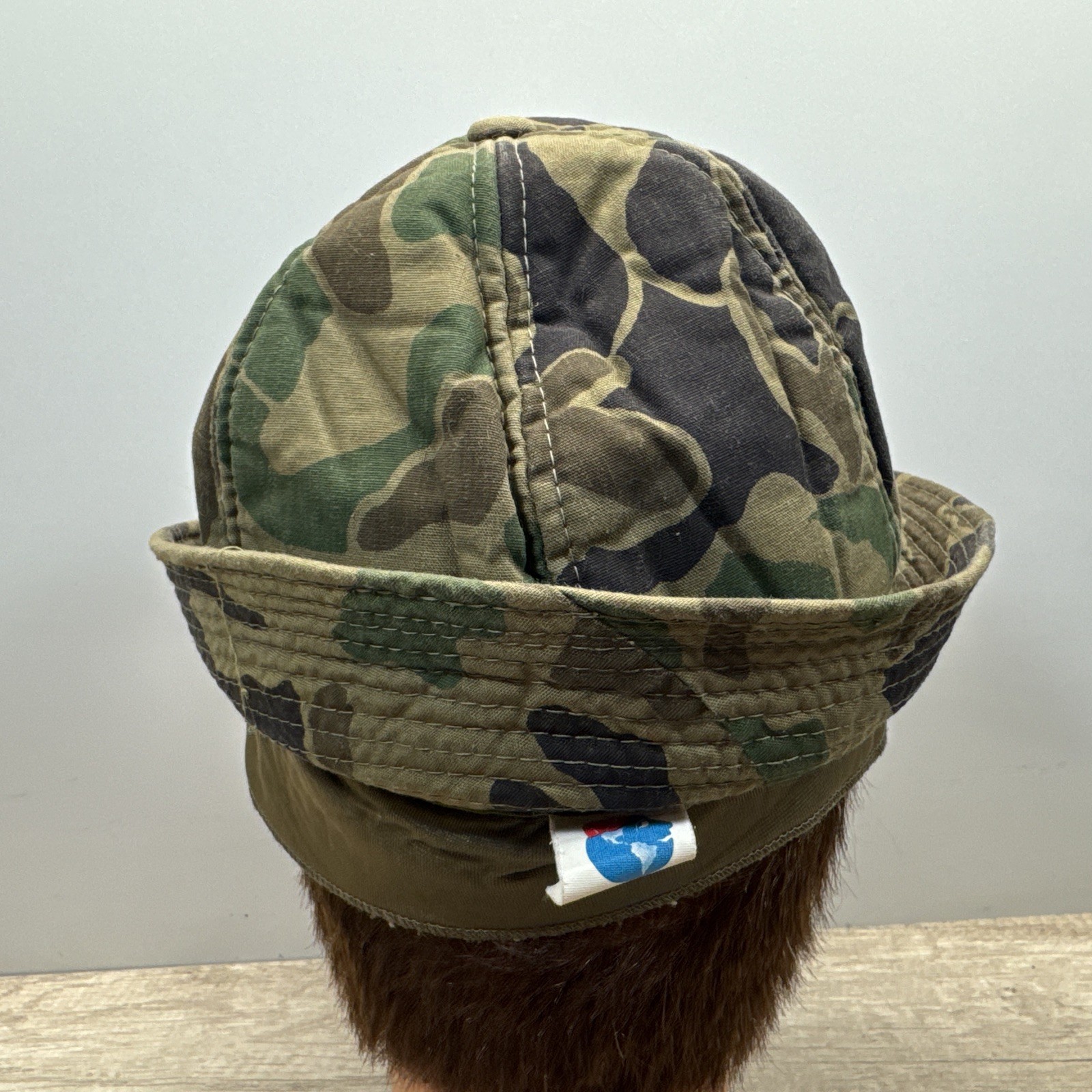 VTG Woodland Camo Jones Hunting Cap Bucket Hat M Korea Foam Insulated Ear Flaps