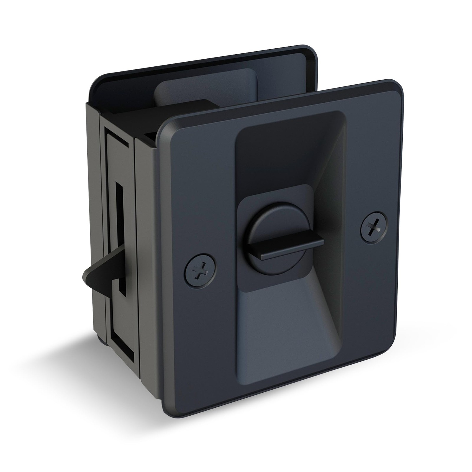 JUBEST Privacy Pocket Door Lock with Pull, Install Quickly and Easily, Black