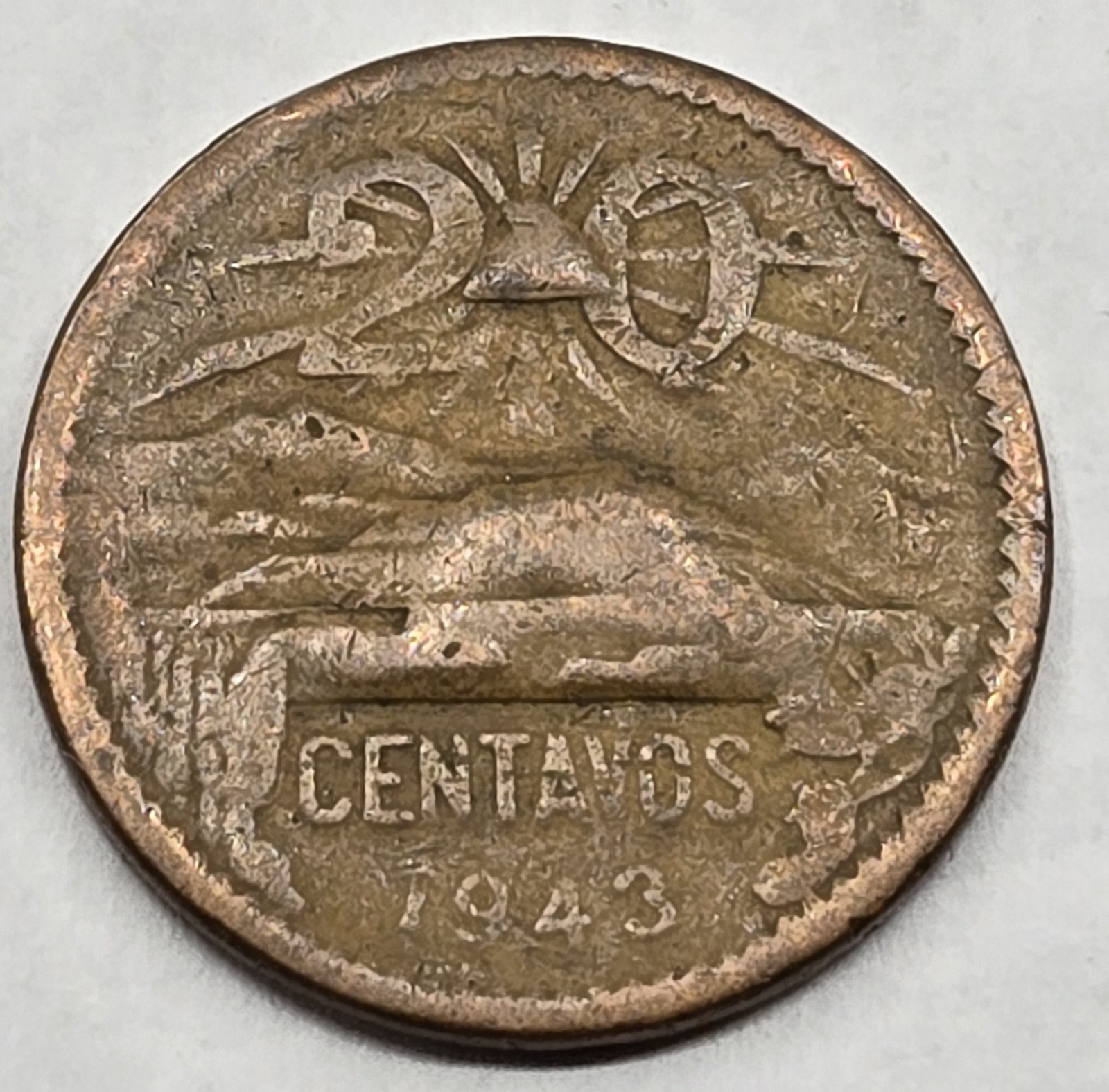 1943 Mexico 20 Centavos Coin Vintage Money Currency