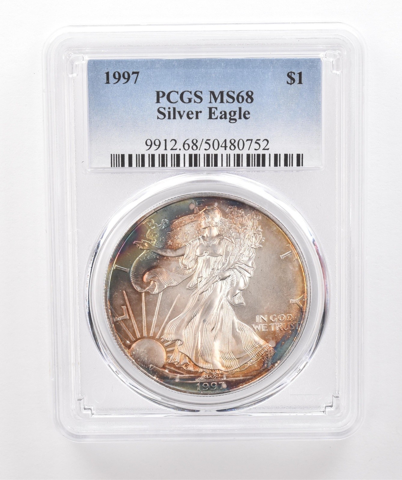 1997 American Silver Eagle MS68 PCGS Beautiful Tone *2007