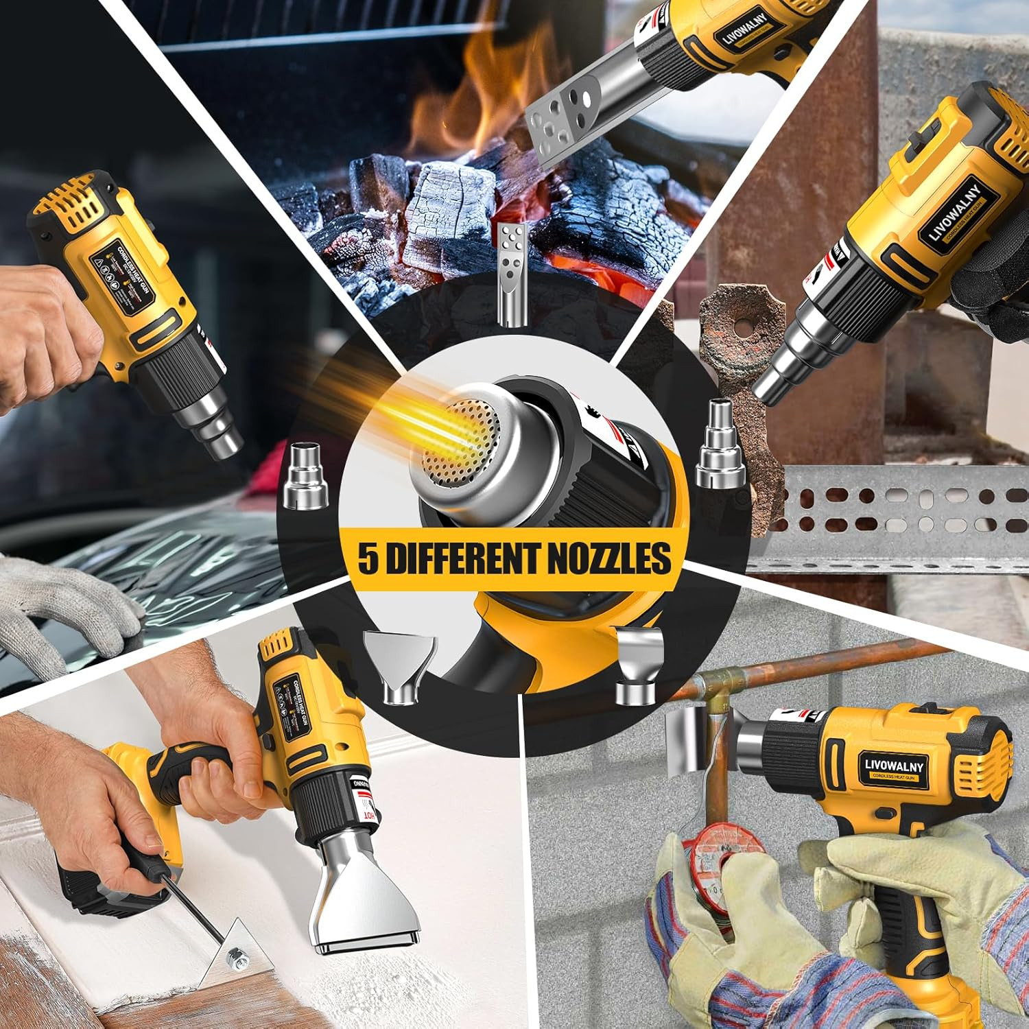 Cordless Heat Gun Compatible with Dewalt 20V Battery (No Battery), 350W Fast Hea
