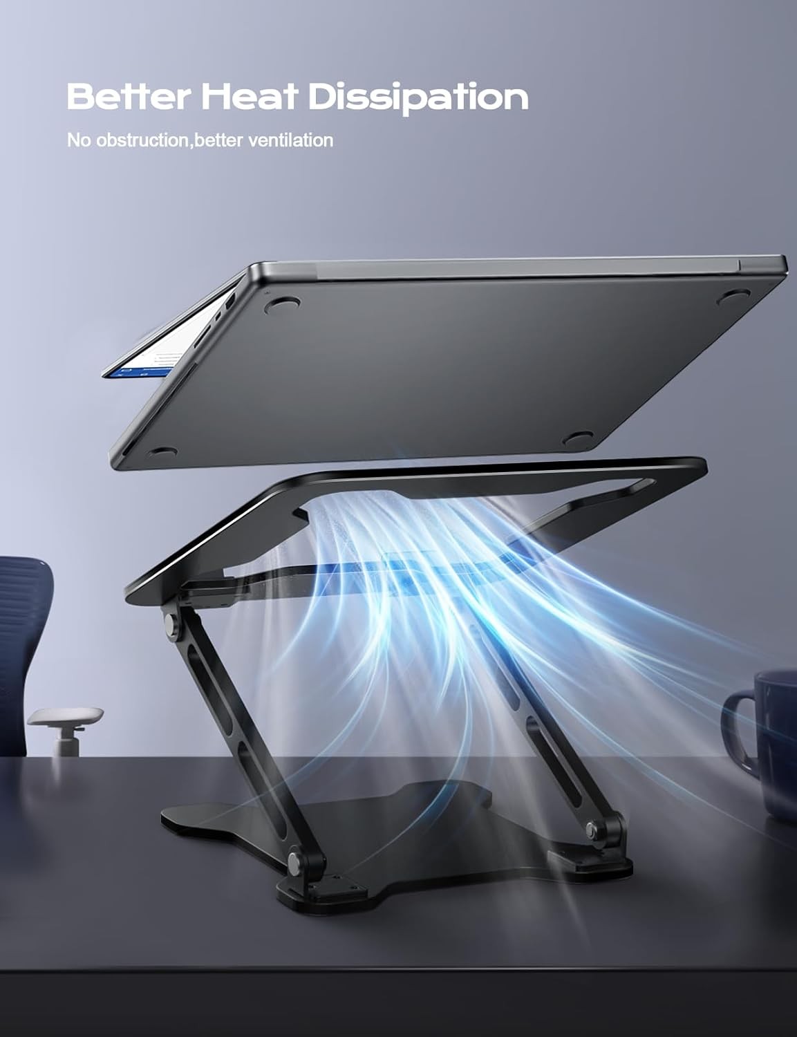 Adjustable Laptop Stand Foldable Metal Ventilated Laptop Riser Desk