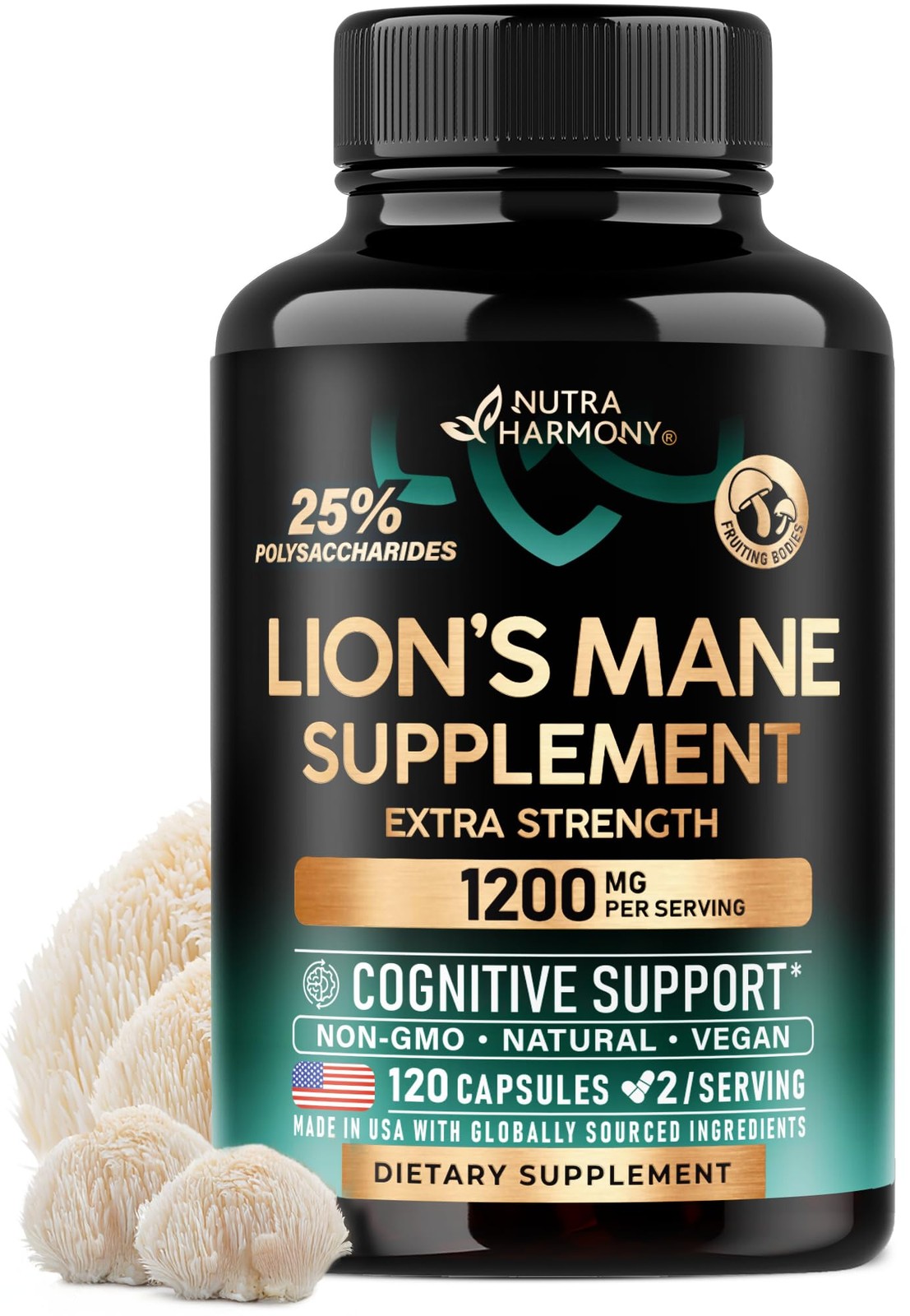 Lions Mane Supplement Capsules - Organic - 120 Count (Pack of 1)